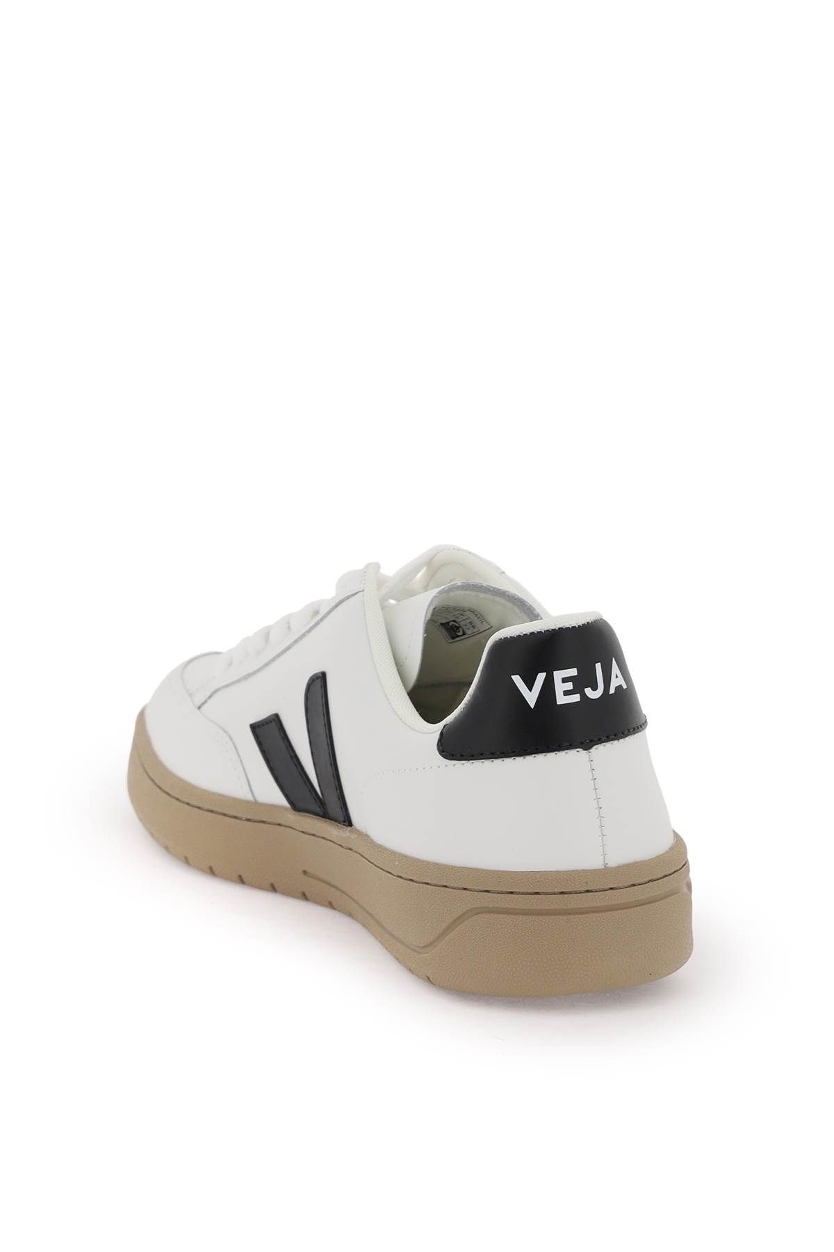 Shop Veja Leather V-12 Sneakers In White,black