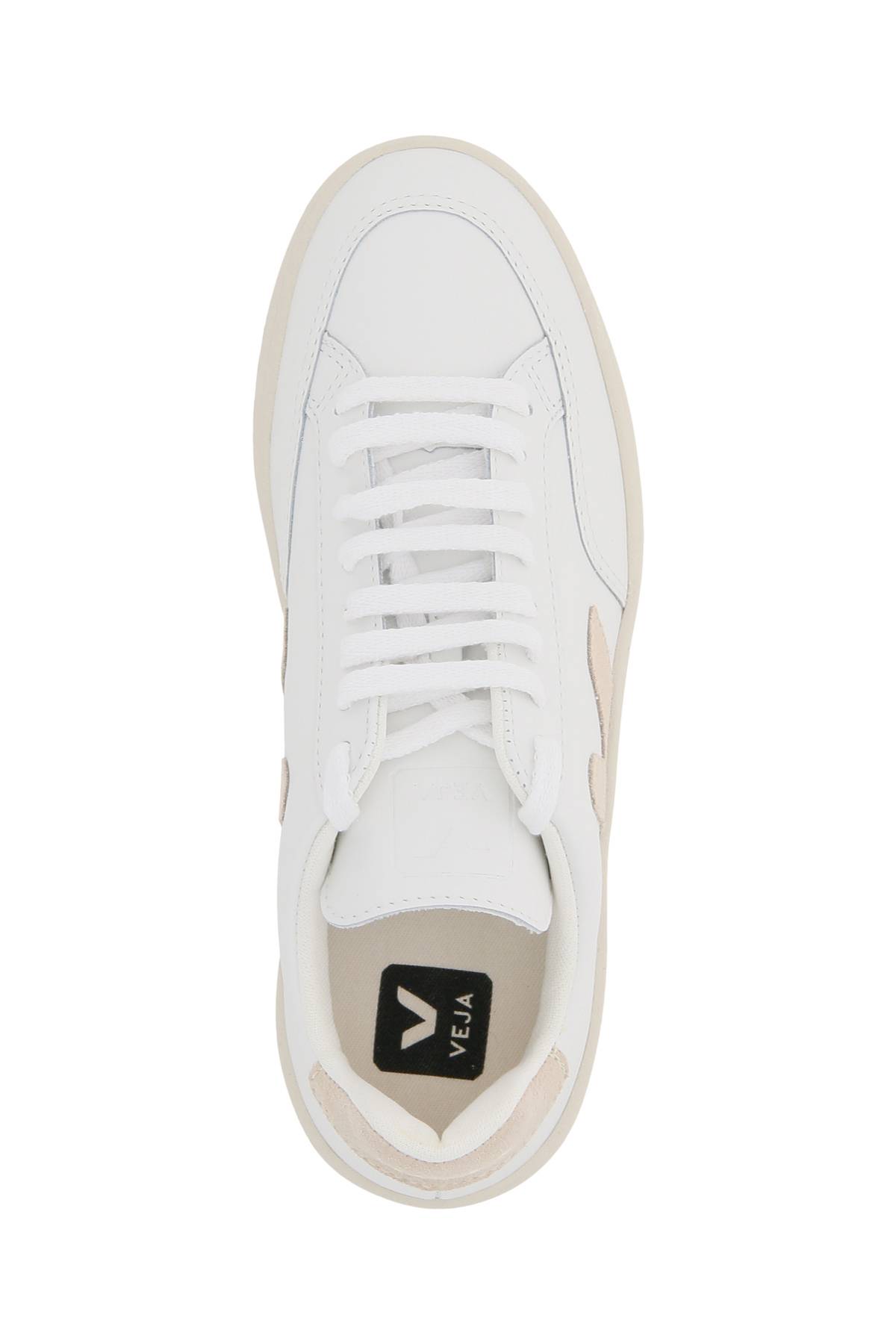 Shop Veja Leather V-12 Sneakers In Beige,white