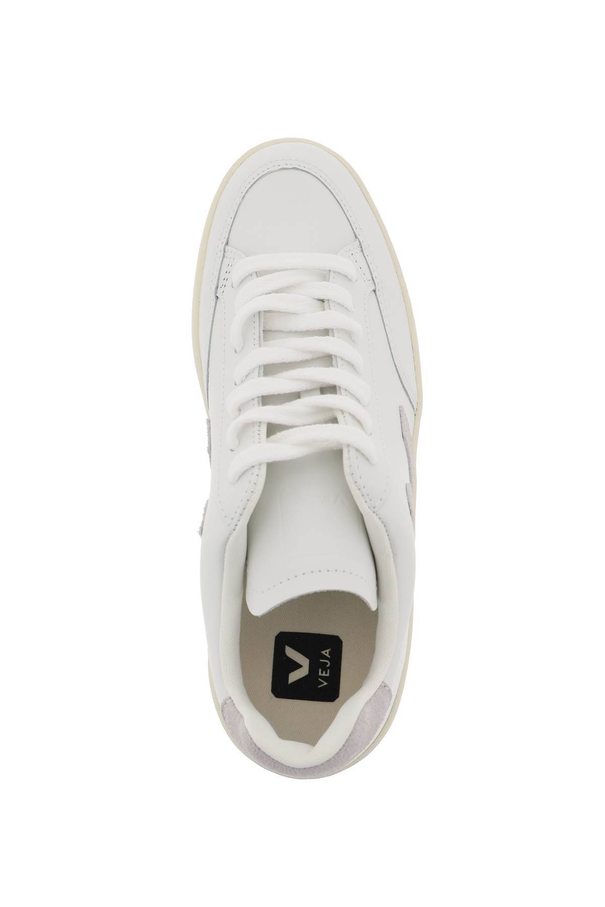 Shop Veja Leather V-12 Sneakers In White,grey