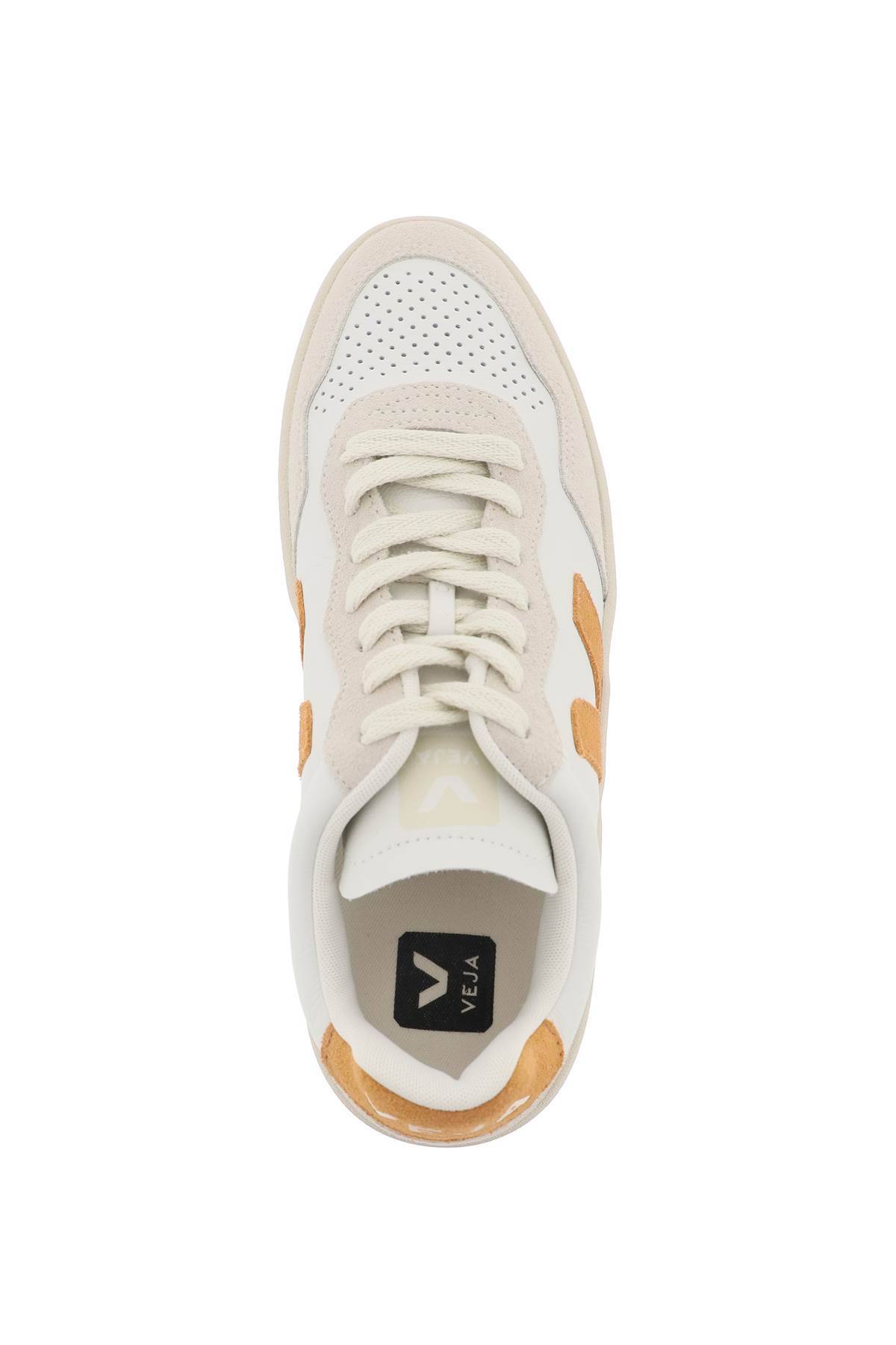 Shop Veja Leather V-90 Sne In White,beige,orange