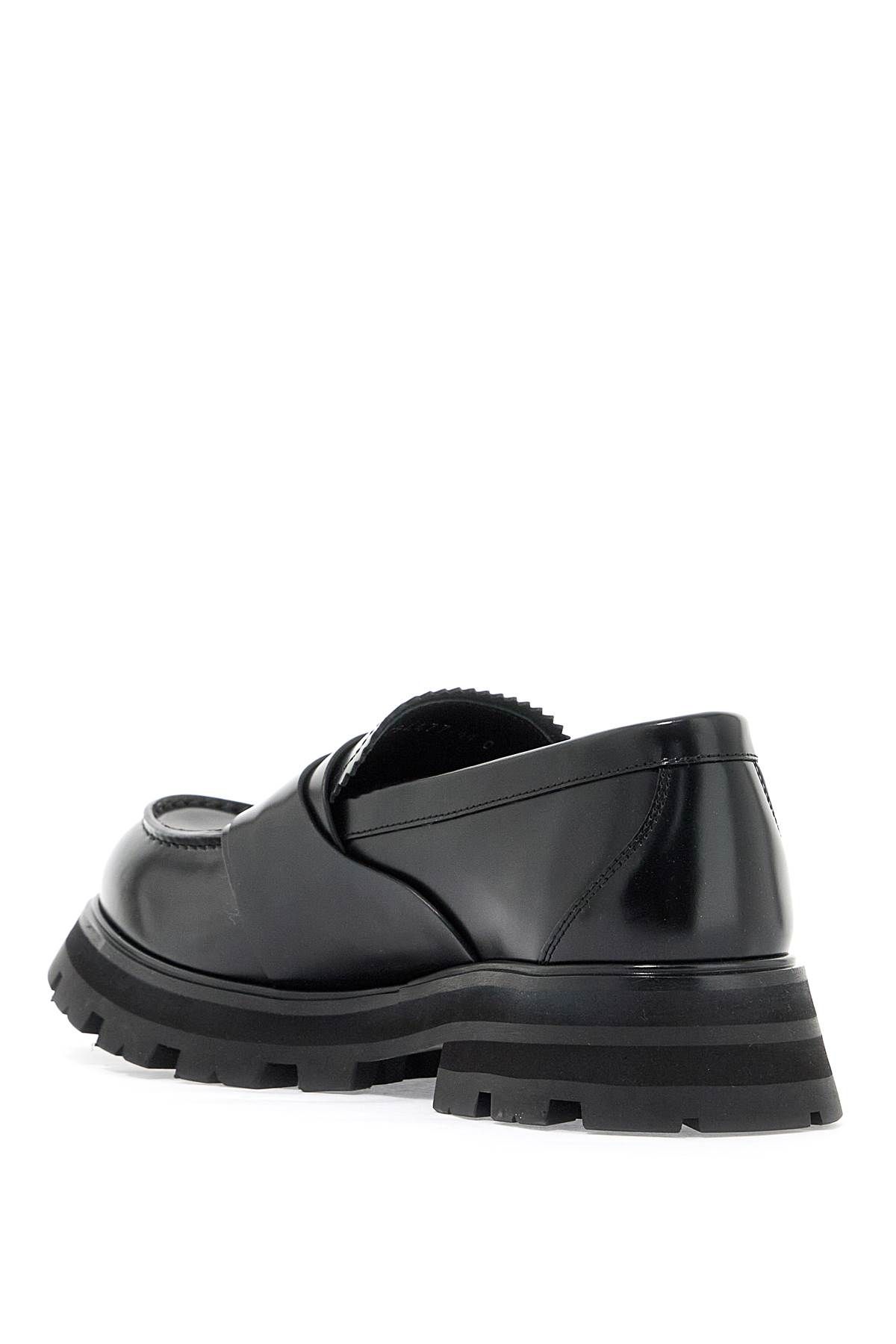 Shop Alexander Mcqueen Brushed Leather Wander Loafers For In Black