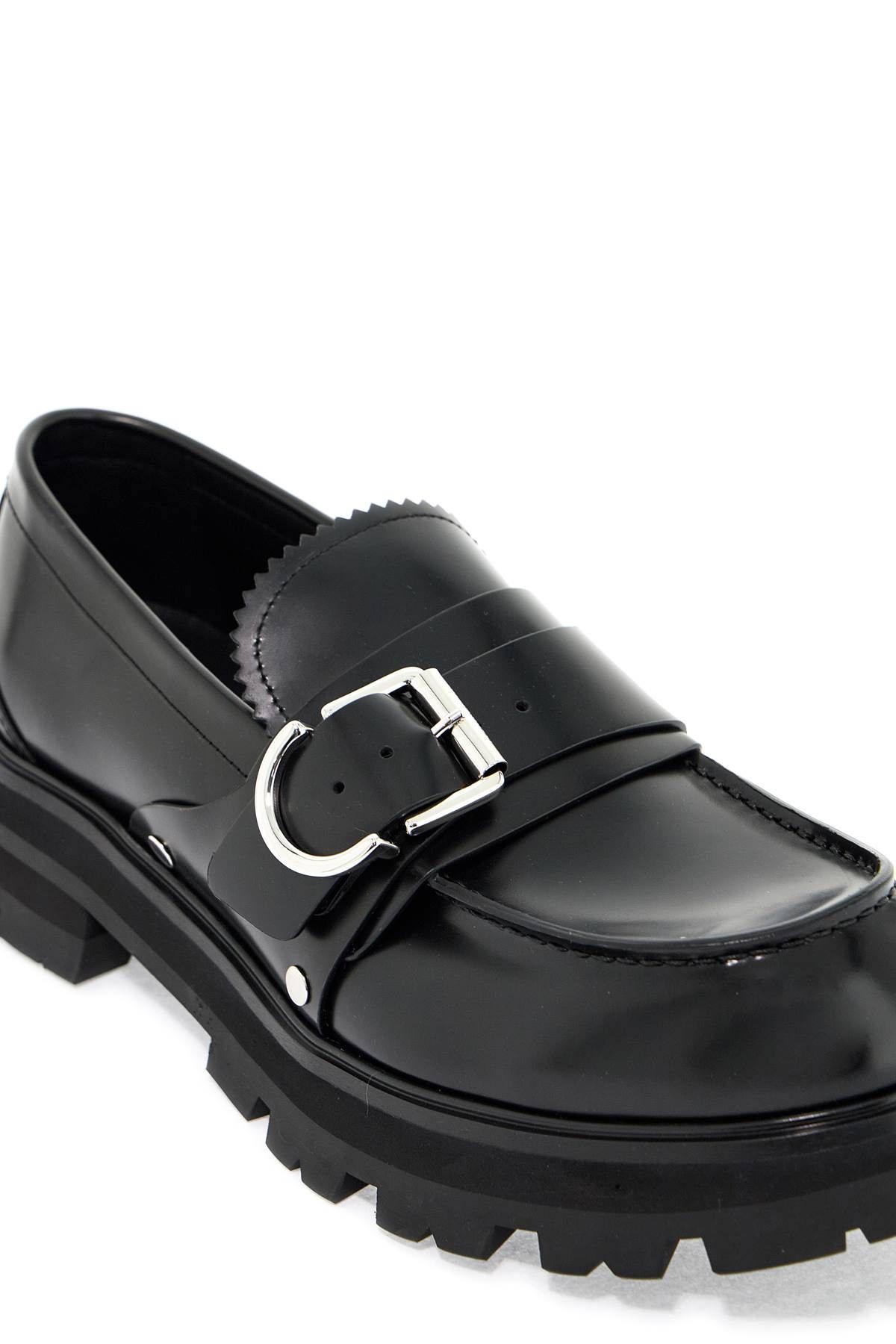 Shop Alexander Mcqueen Brushed Leather Wander Loafers For In Black