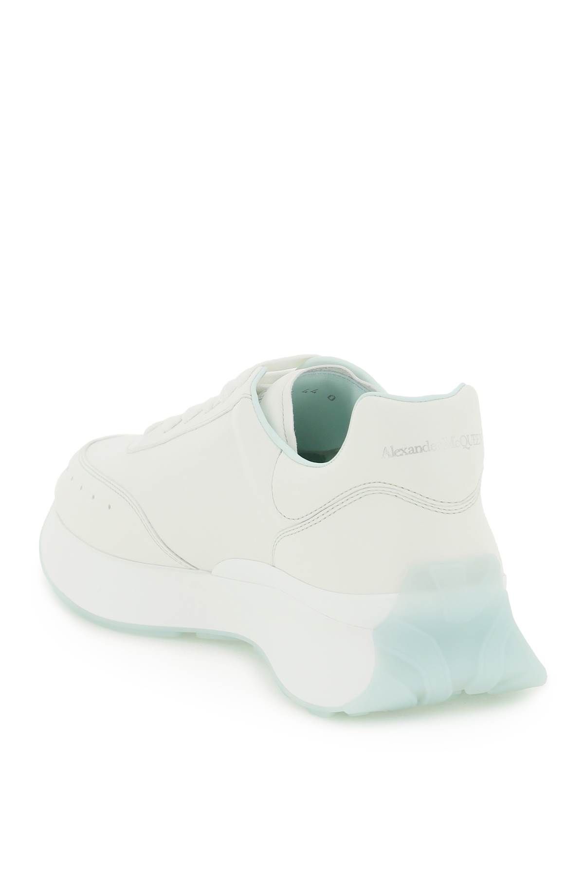 Shop Alexander Mcqueen 'sprint Runner' Leather Sneakers In White,green