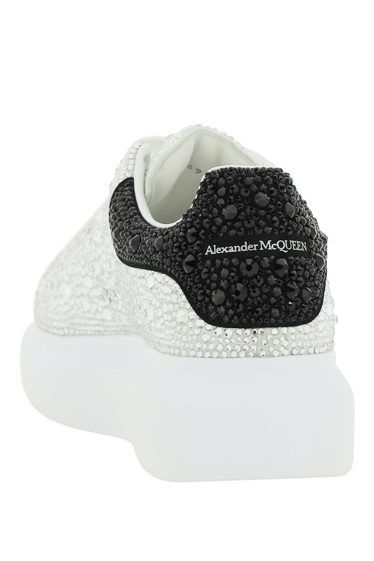 Shop Alexander Mcqueen Oversized Sneakers With Crystals In Silver,black