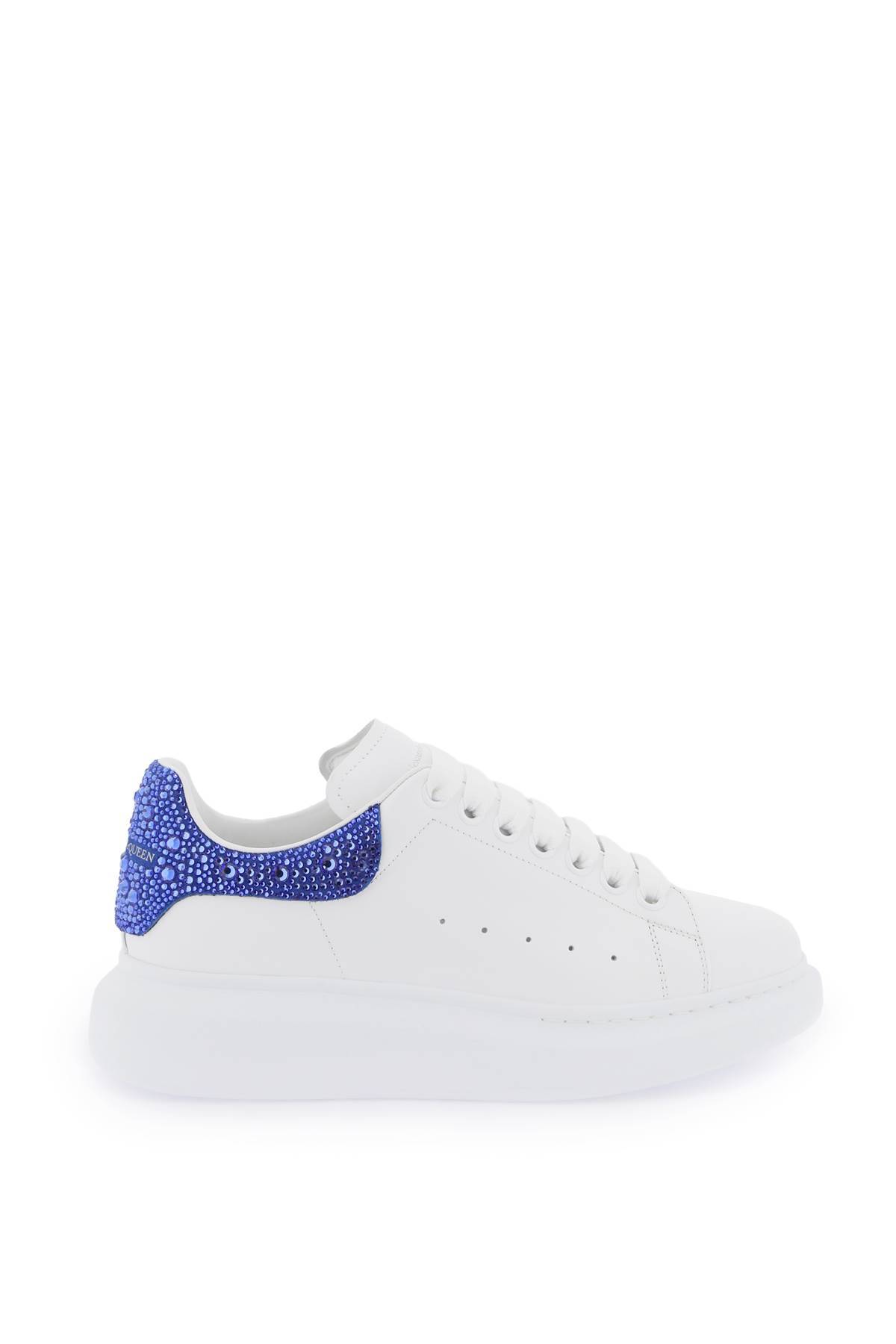 Shop Alexander Mcqueen 'oversize' Sneakers With Crystals In White,blue