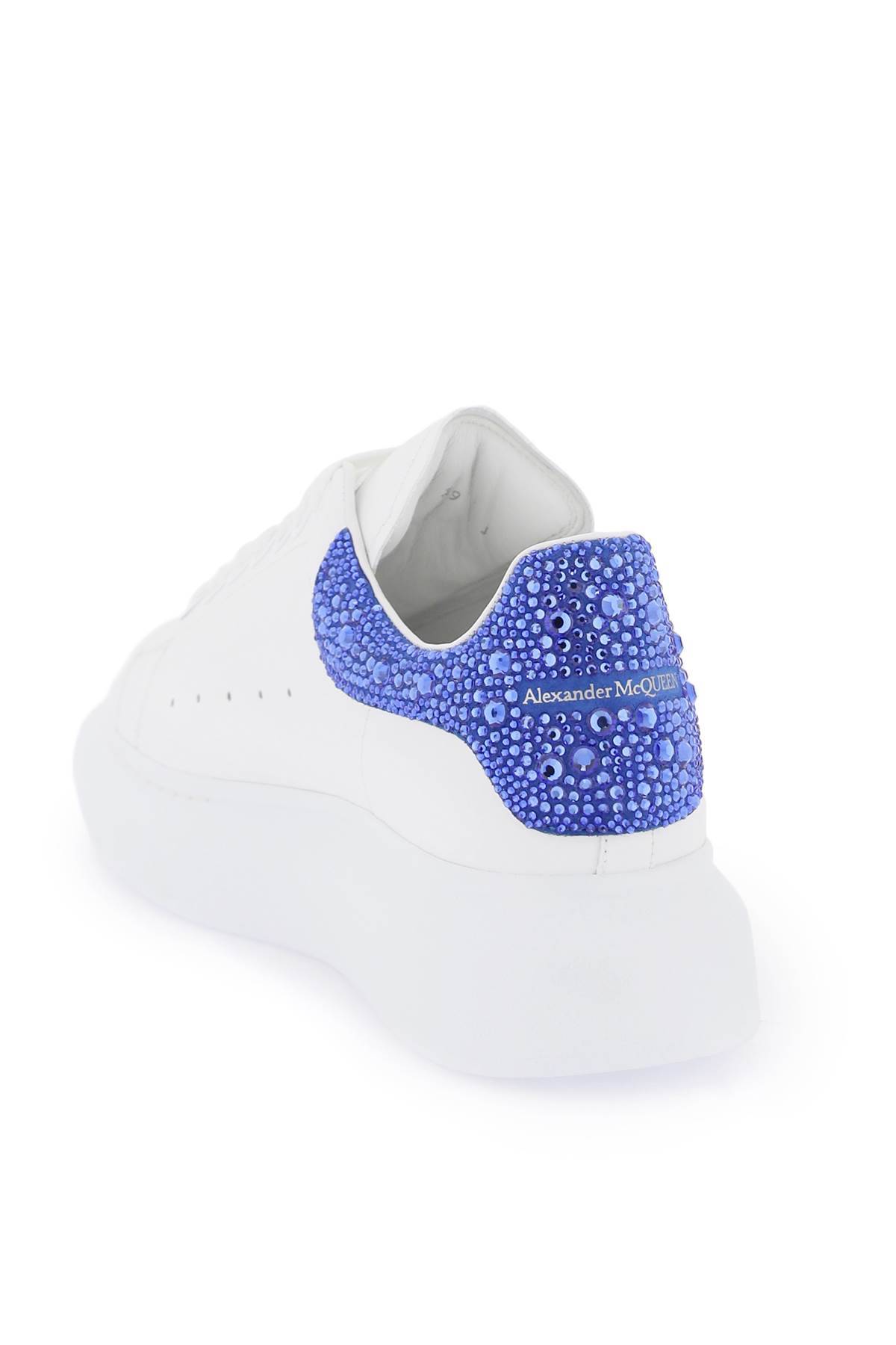 Shop Alexander Mcqueen 'oversize' Sneakers With Crystals In White,blue