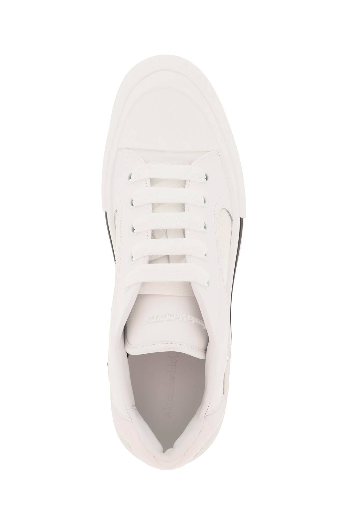 Shop Alexander Mcqueen Deck Plimsoll Sneakers In White,black
