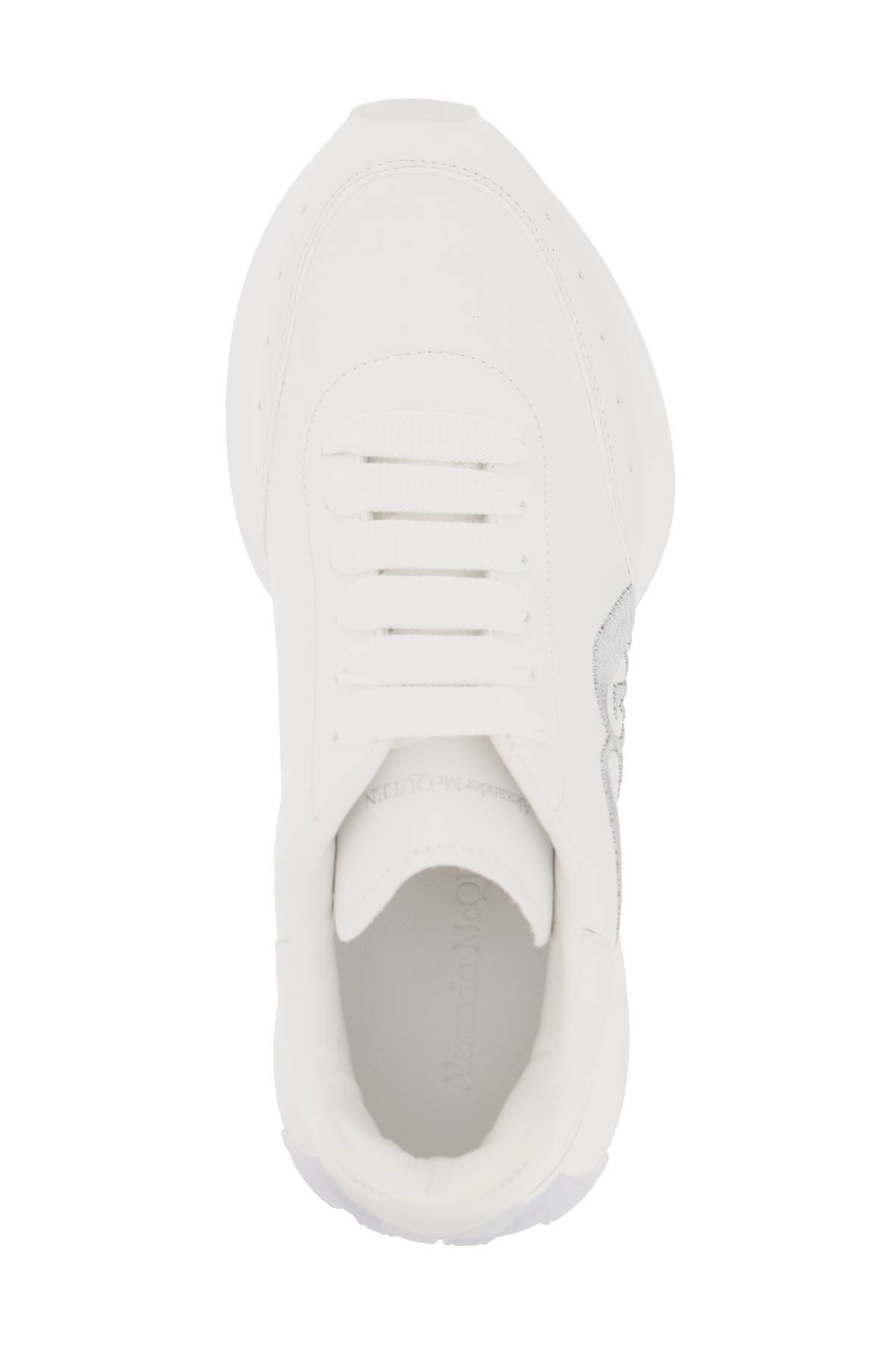 Shop Alexander Mcqueen Leather Sprint Runner Sneakers In White,grey