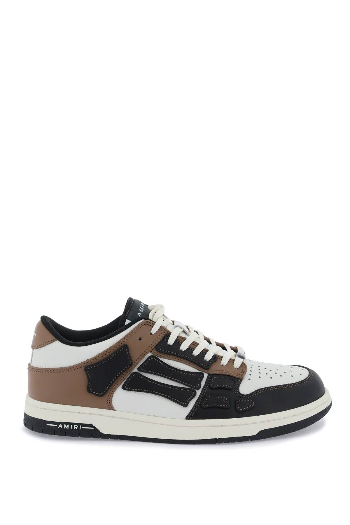 Shop Amiri Skel Top Low Sneakers In White,black,brown