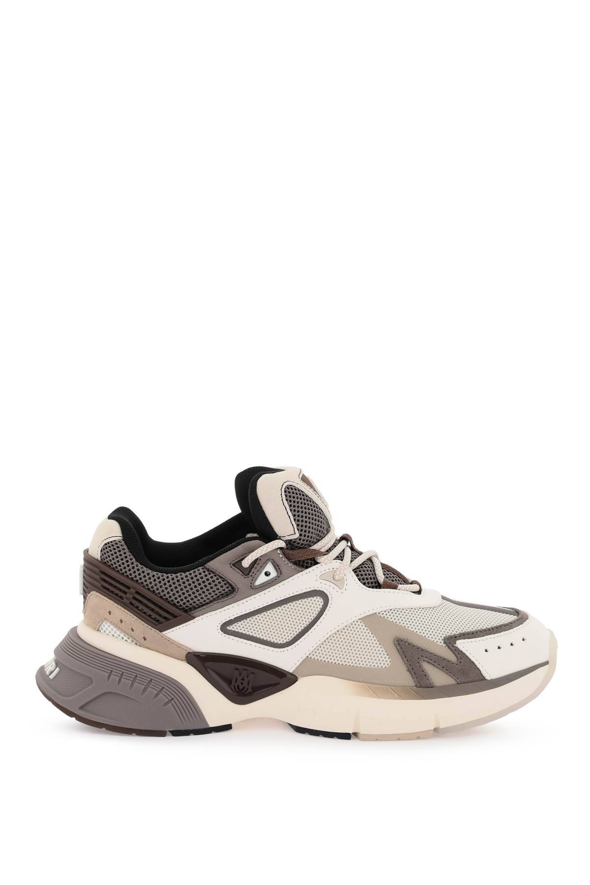 Shop Amiri Mesh And Leather Ma Sneakers In 9 In White,brown,grey