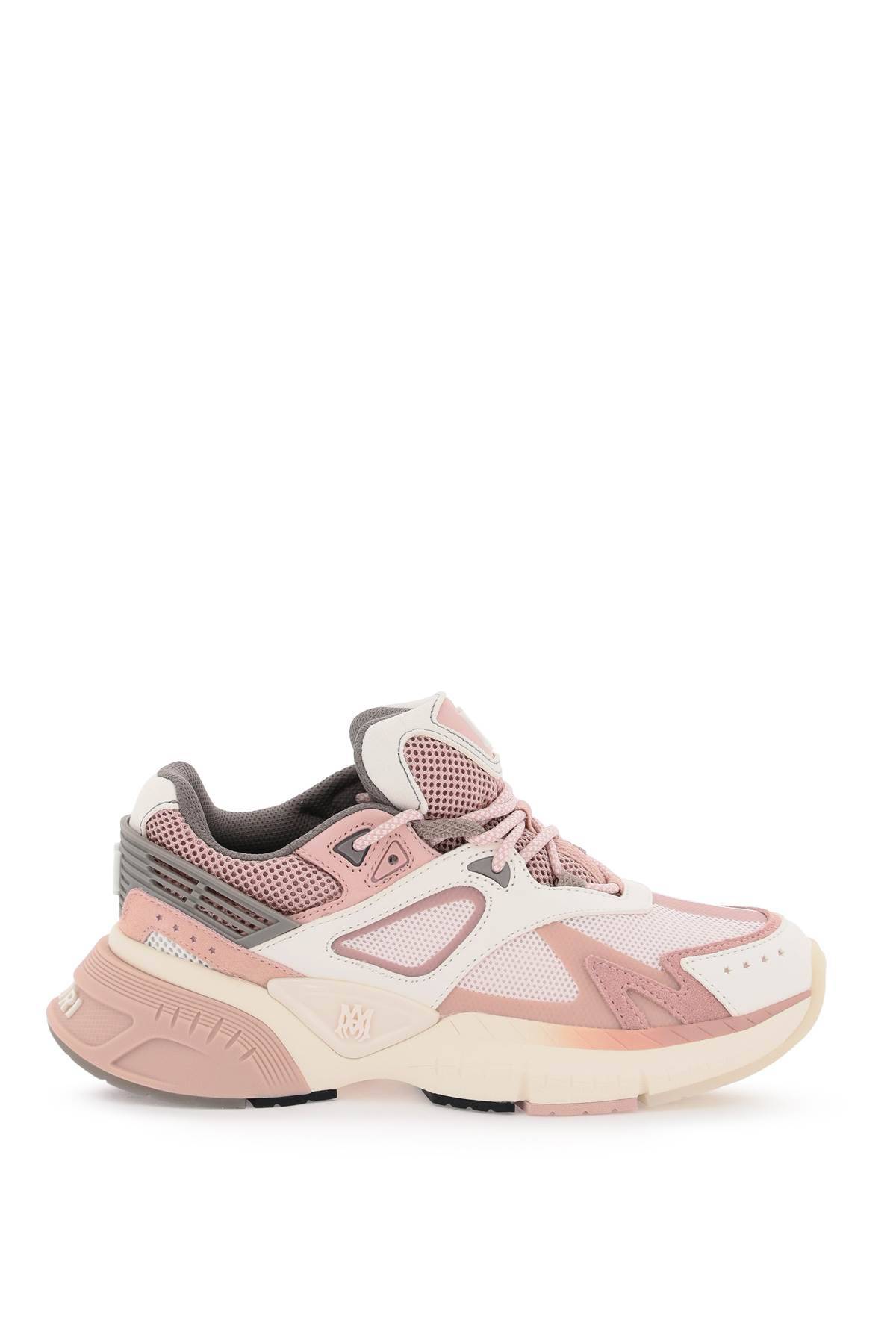 Shop Amiri Mesh And Leather Ma Sneakers In 9 In White,pink