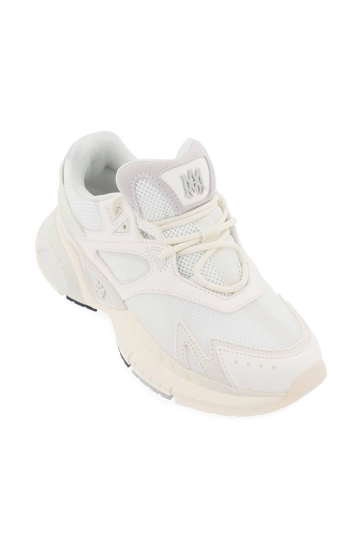 Shop Amiri Mesh And Leather Ma Sneakers In 9 In White,grey
