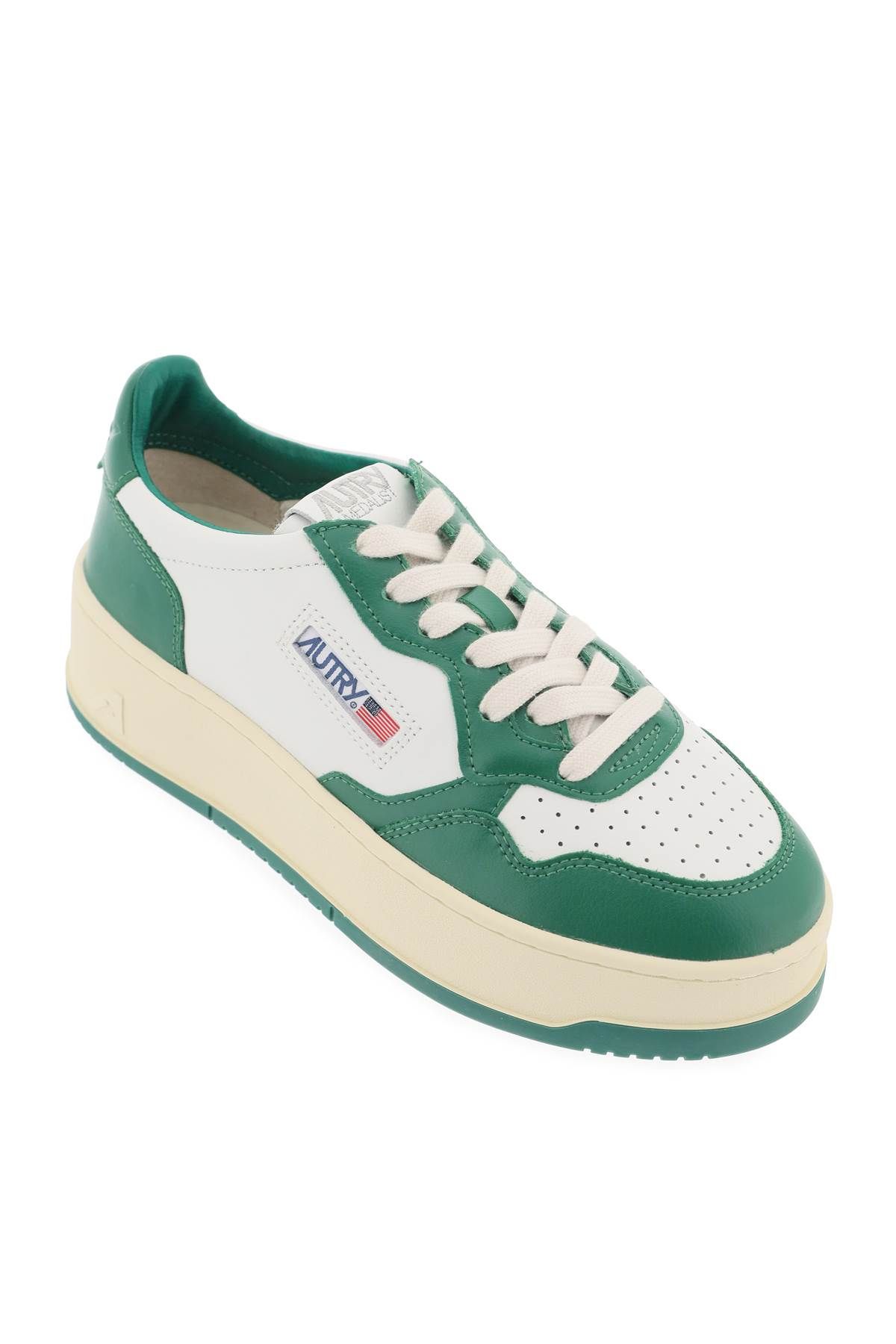 Shop Autry Medalist Low Sneakers In White,green