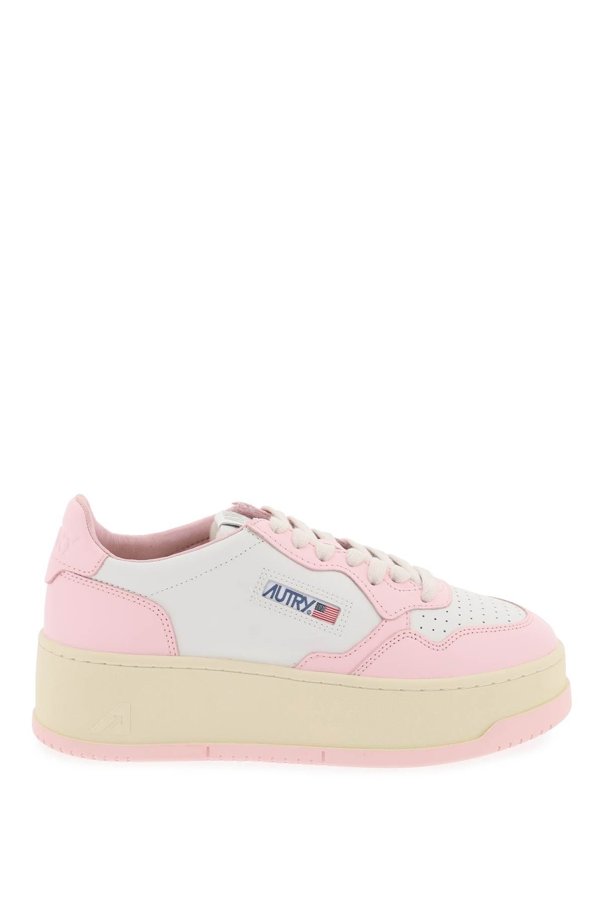 Shop Autry Medalist Low Sneakers In White,pink