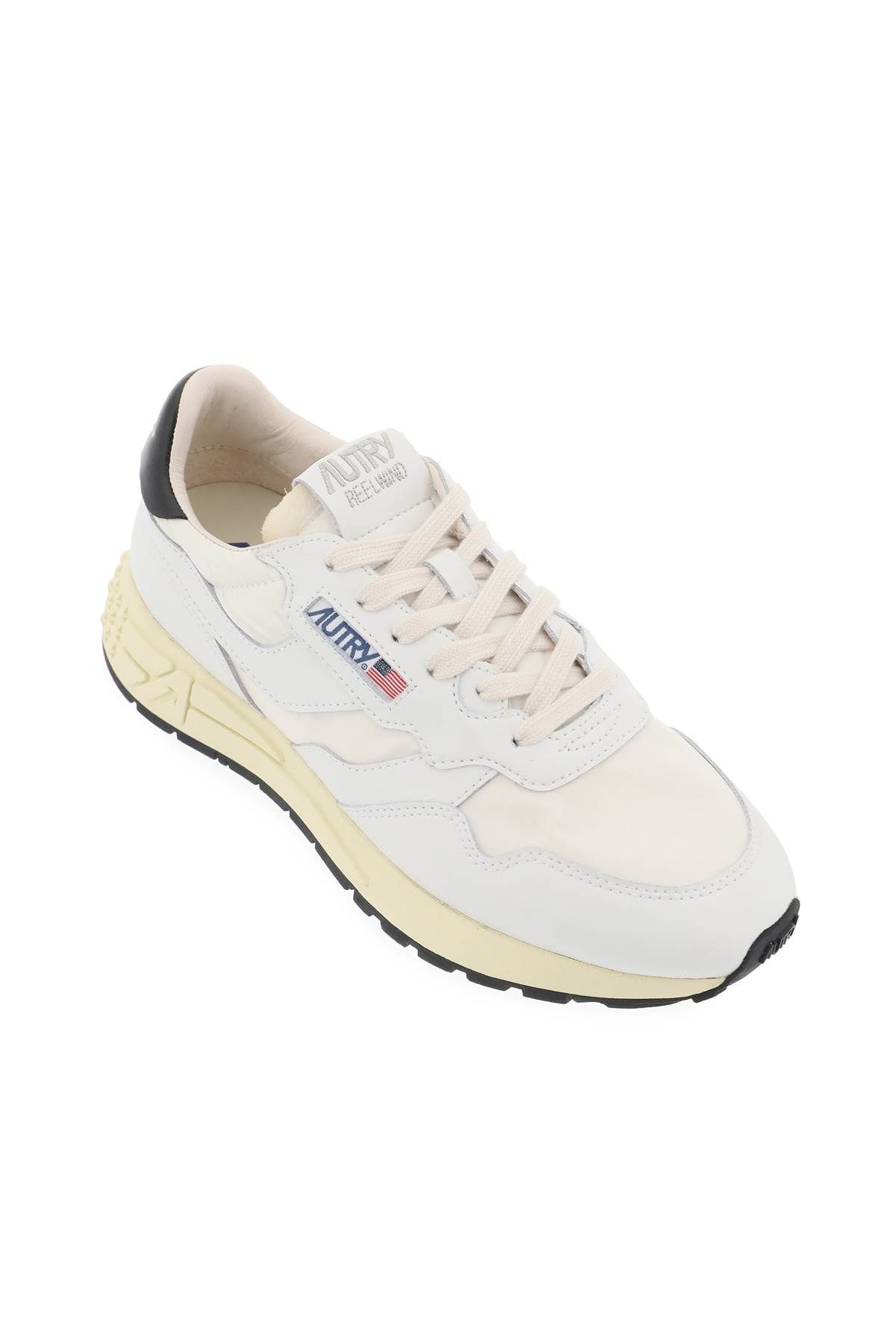 Shop Autry Low-cut Nylon And Leather Reelwind Sneakers In White,black