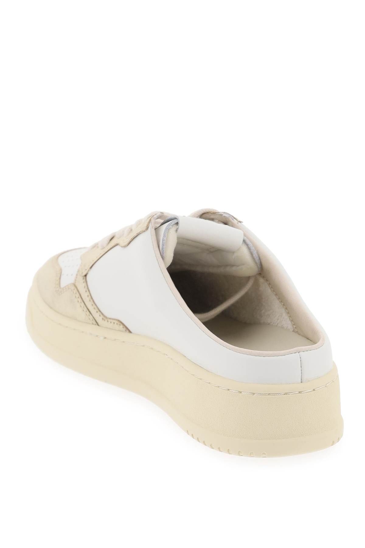 Shop Autry Medalist Mule Low Sneakers In White,gold