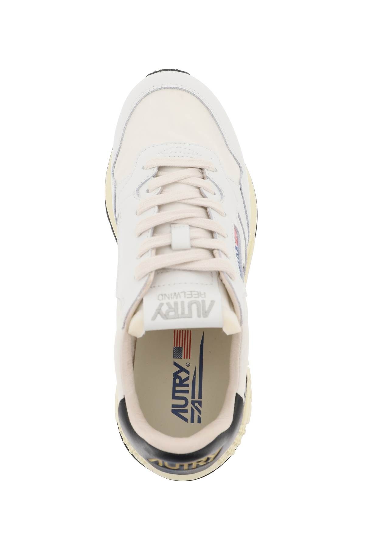 Shop Autry Low-cut Nylon And Leather Reelwind Sneakers In White,black