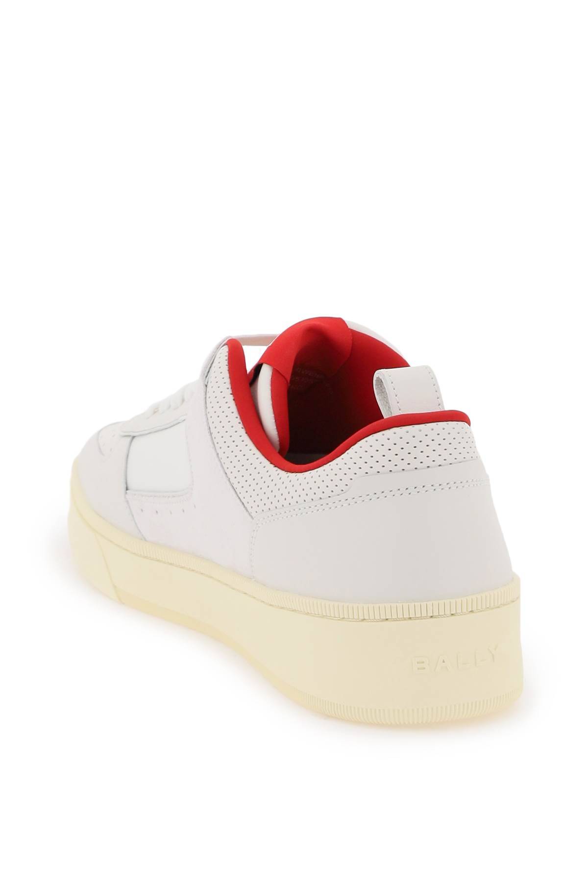 Shop Bally Leather Riweira Sneakers In White,red