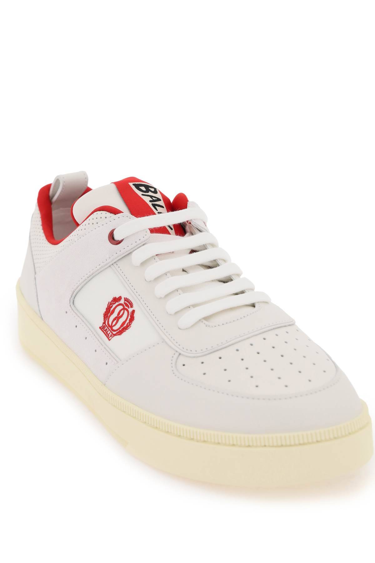 Shop Bally Leather Riweira Sneakers In White,red