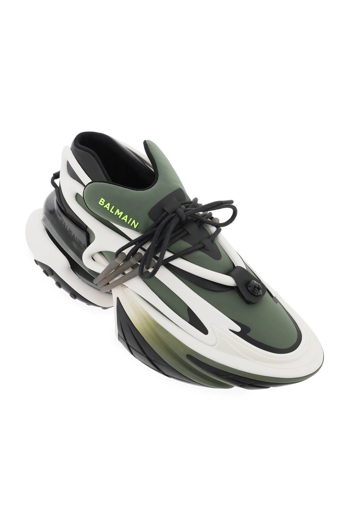 Shop Balmain 'unicorn' Sneakers In White,green