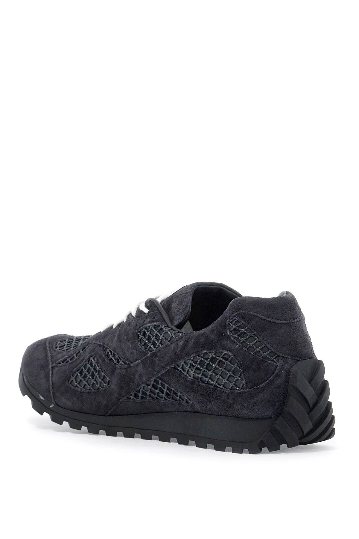 Shop Bottega Veneta Orbit Mesh And Suede Leather Sneakers. In Black