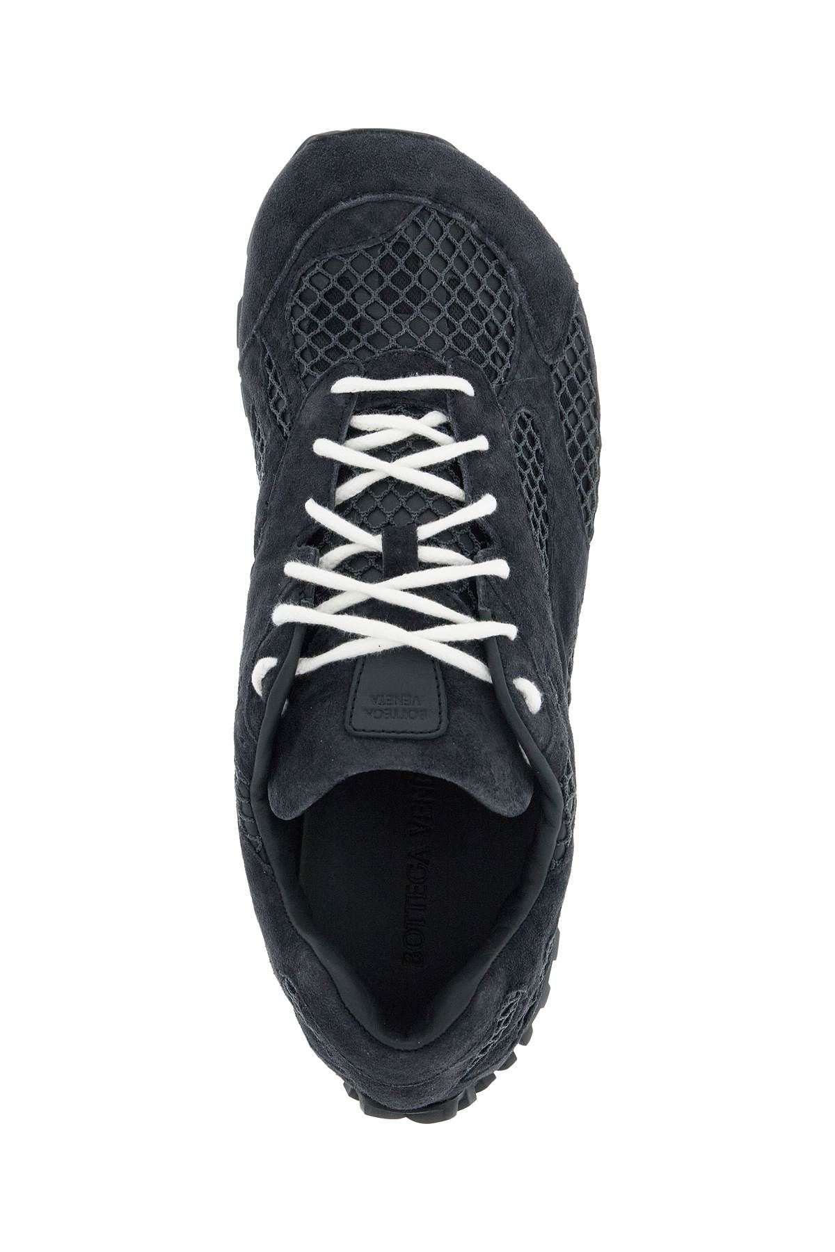 Shop Bottega Veneta Orbit Mesh And Suede Leather Sneakers. In Black