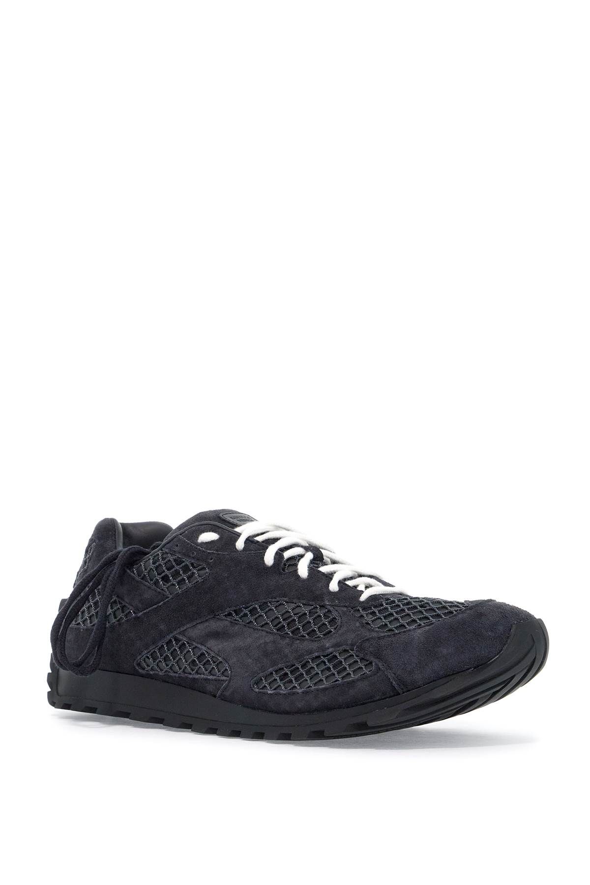 Shop Bottega Veneta Orbit Mesh And Suede Leather Sneakers. In Black