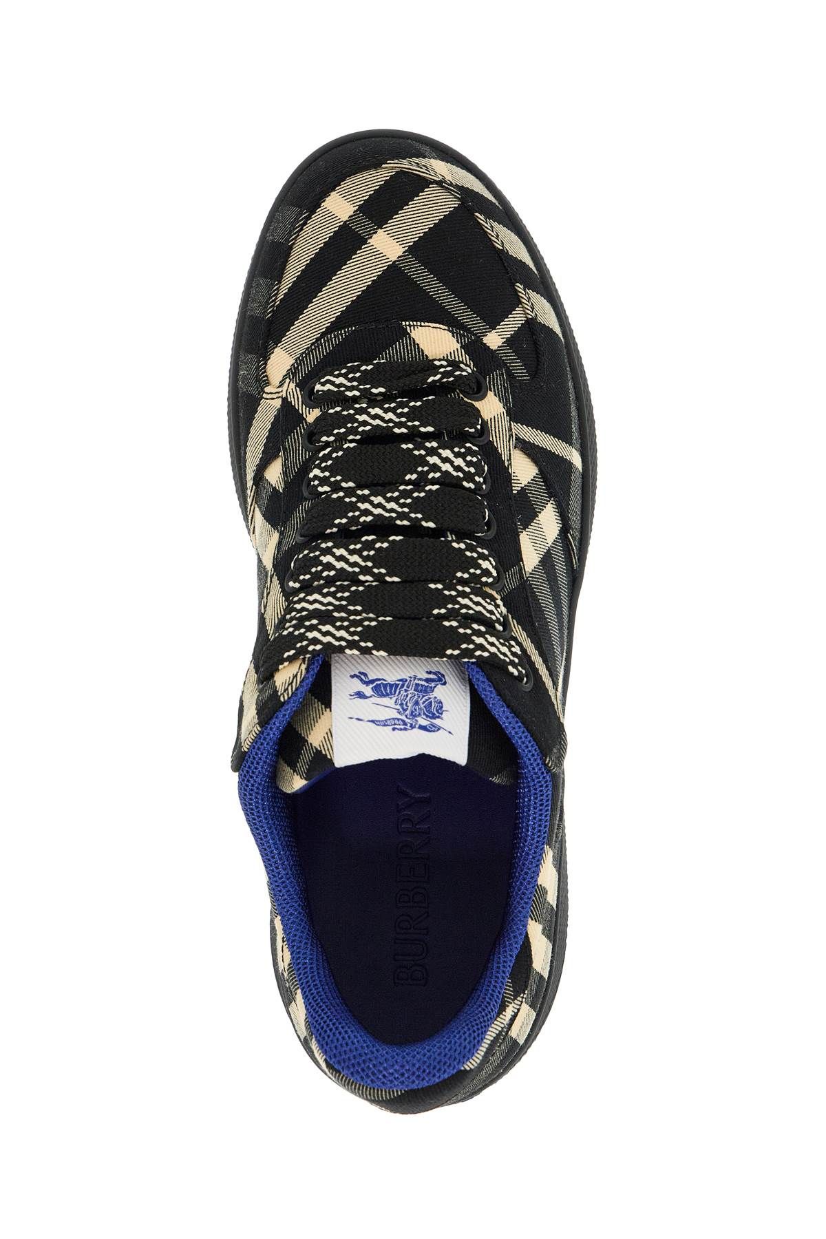 Shop Burberry Terrace Check Sneakers In Black