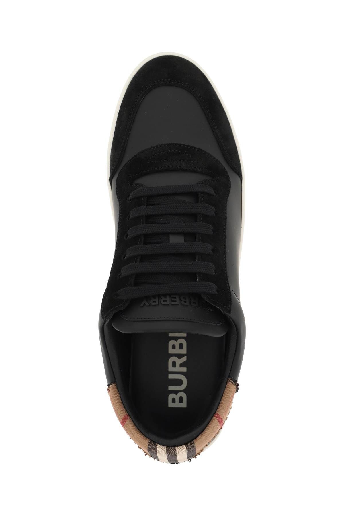Shop Burberry Low-top Leather Sneakers In Black