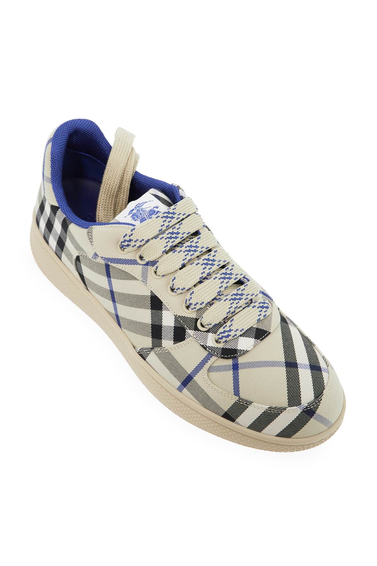 Shop Burberry Terrace Check Sneakers In Grey