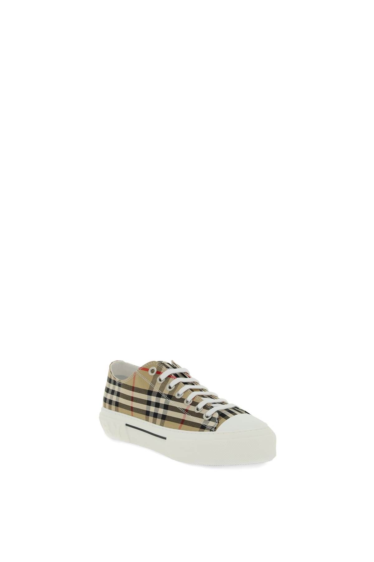 Shop Burberry Vintage Check Canvas Sneakers In White,beige,black