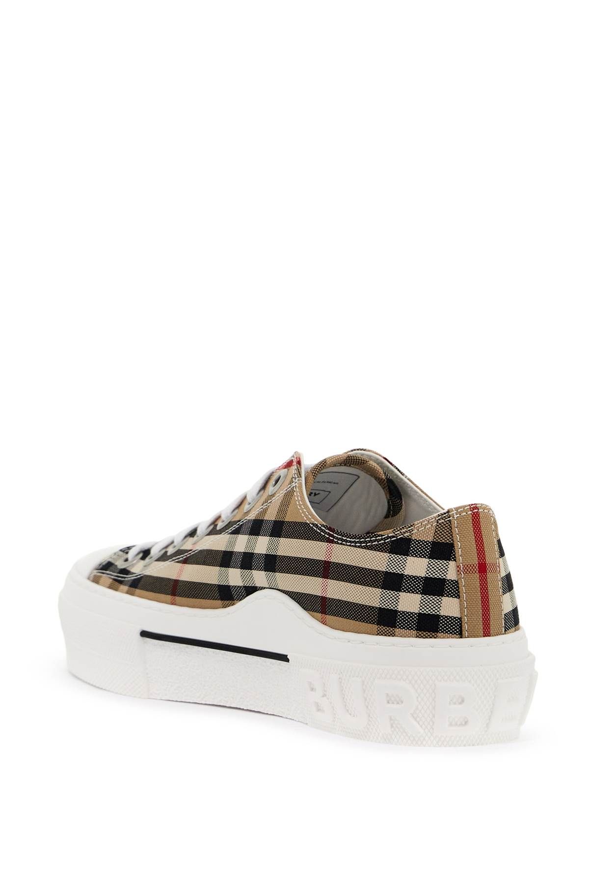 Shop Burberry Vintage Check Low Sneakers In Beige