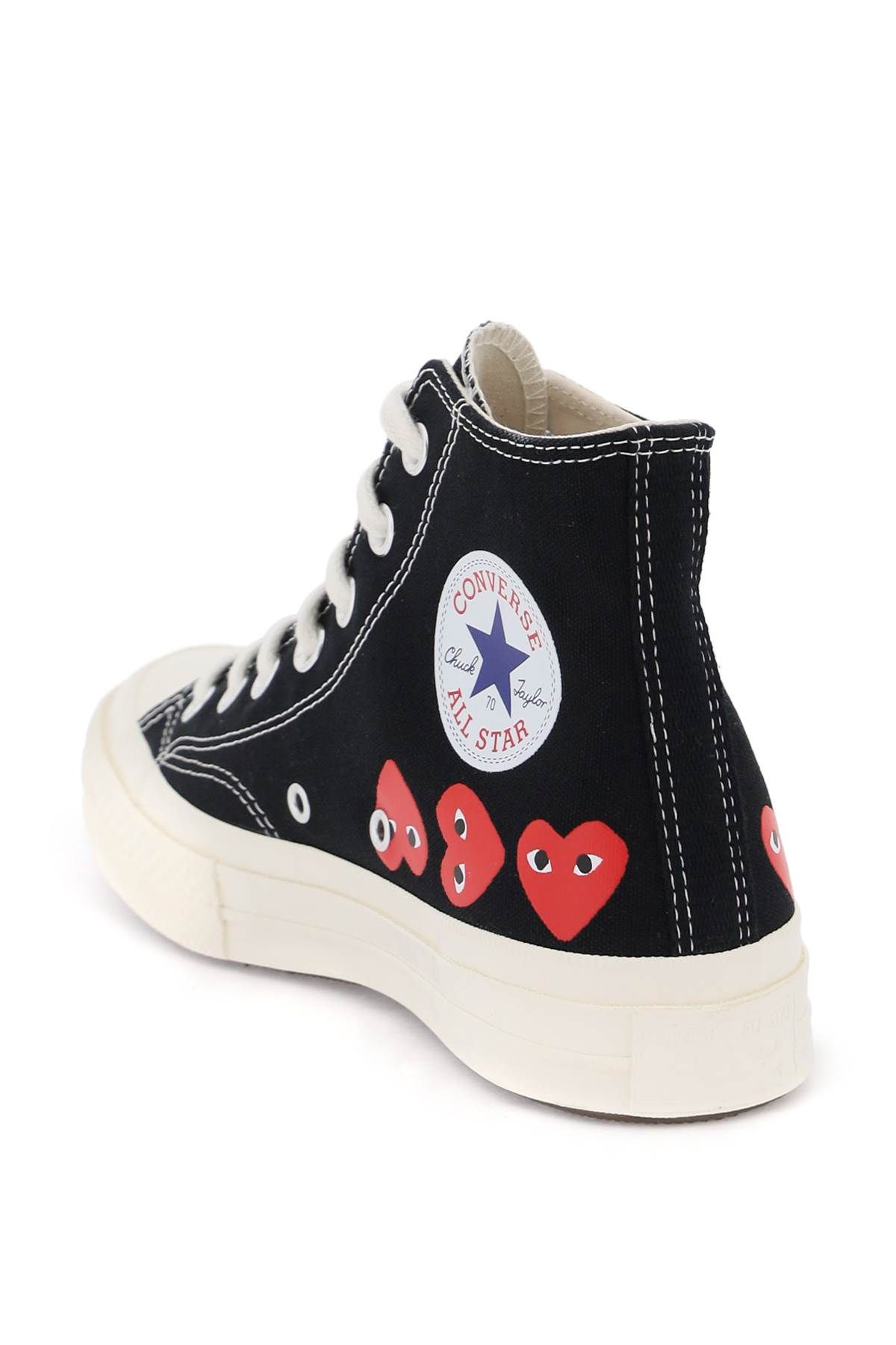 Shop Comme Des Garçons Play Multi Heart Converse X  Hi-top Sneakers In Black