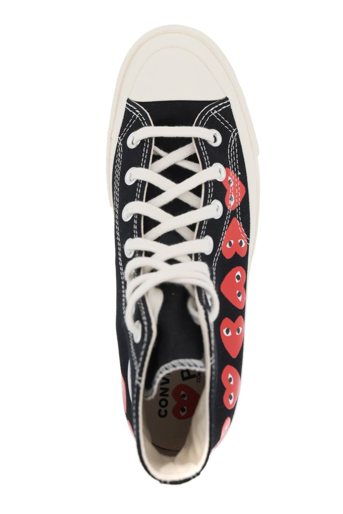 Shop Comme Des Garçons Play Multi Heart Converse X  Hi-top Sneakers In Black