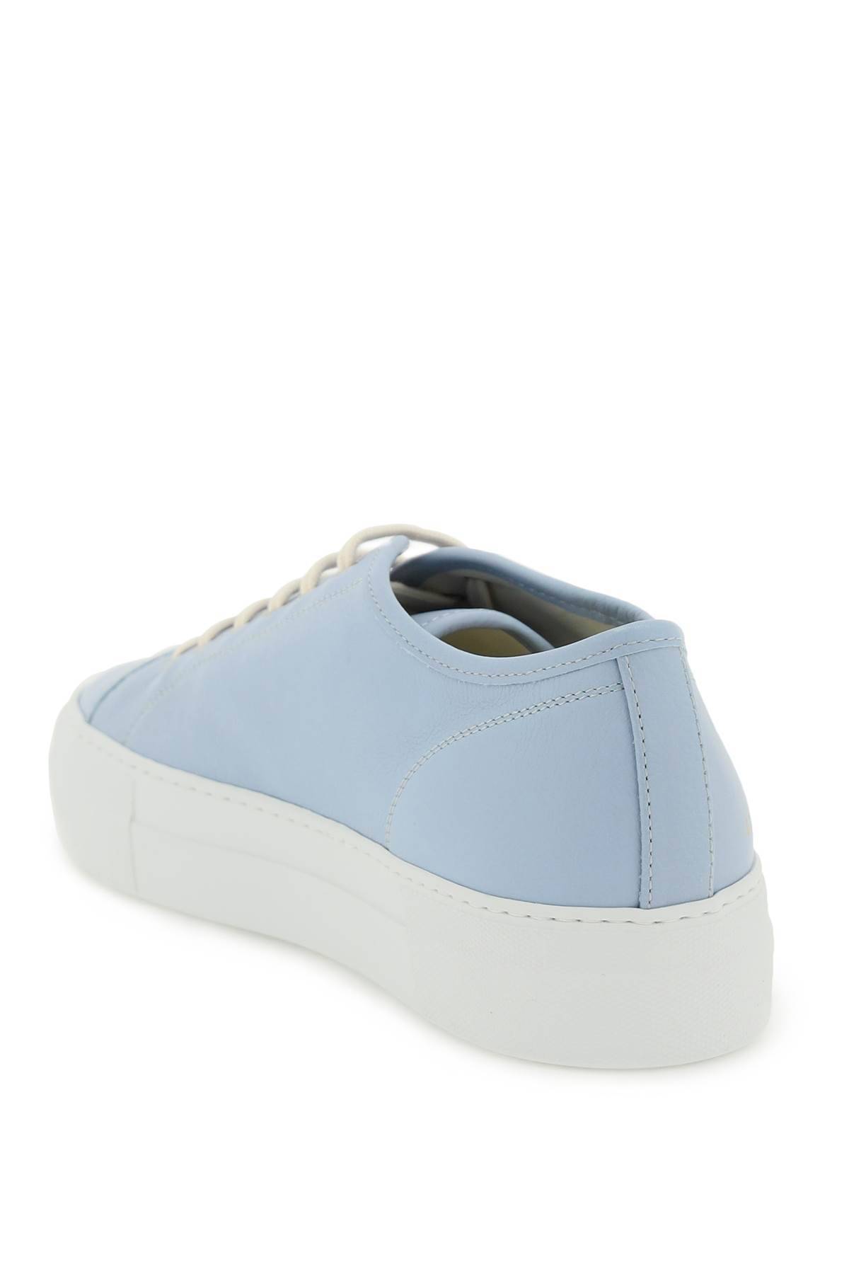 Shop Common Projects Leather Tournament Low Super Sneakers In Light Blue