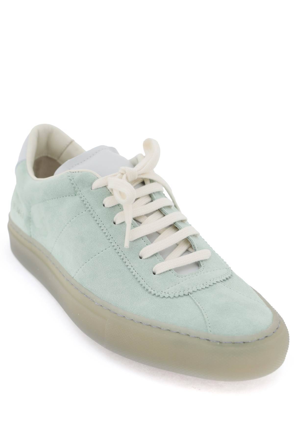 Shop Common Projects Suede Leather Sneakers For Men In Green