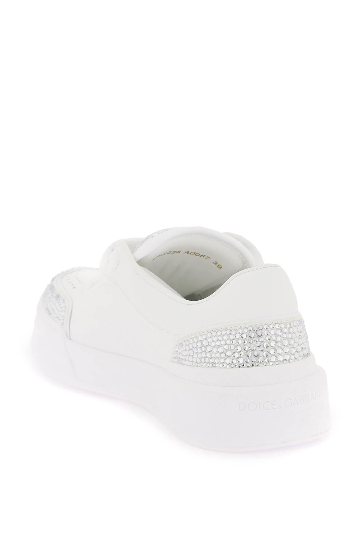 Shop Dolce & Gabbana New Roma Sneakers With Rhinestones In White