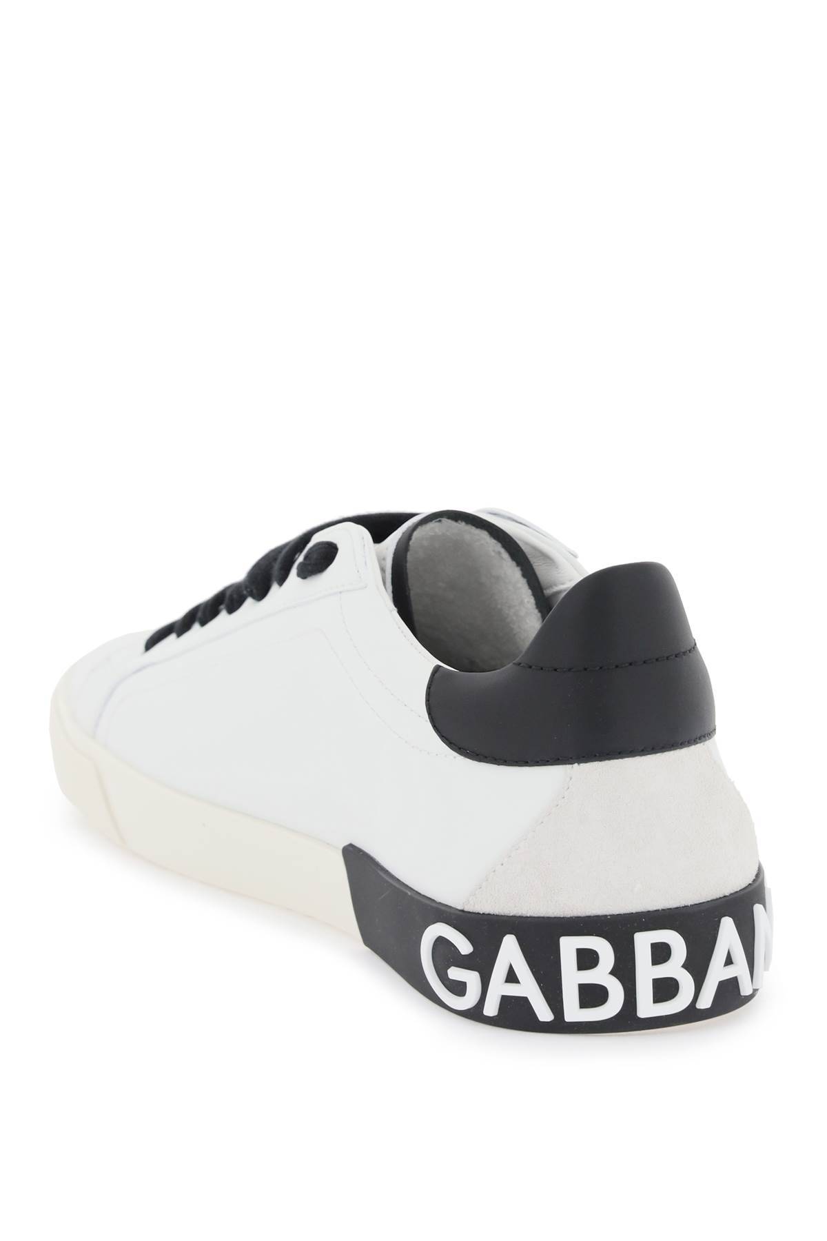 Shop Dolce & Gabbana Nappa Leather Portofino Sneakers In White,black