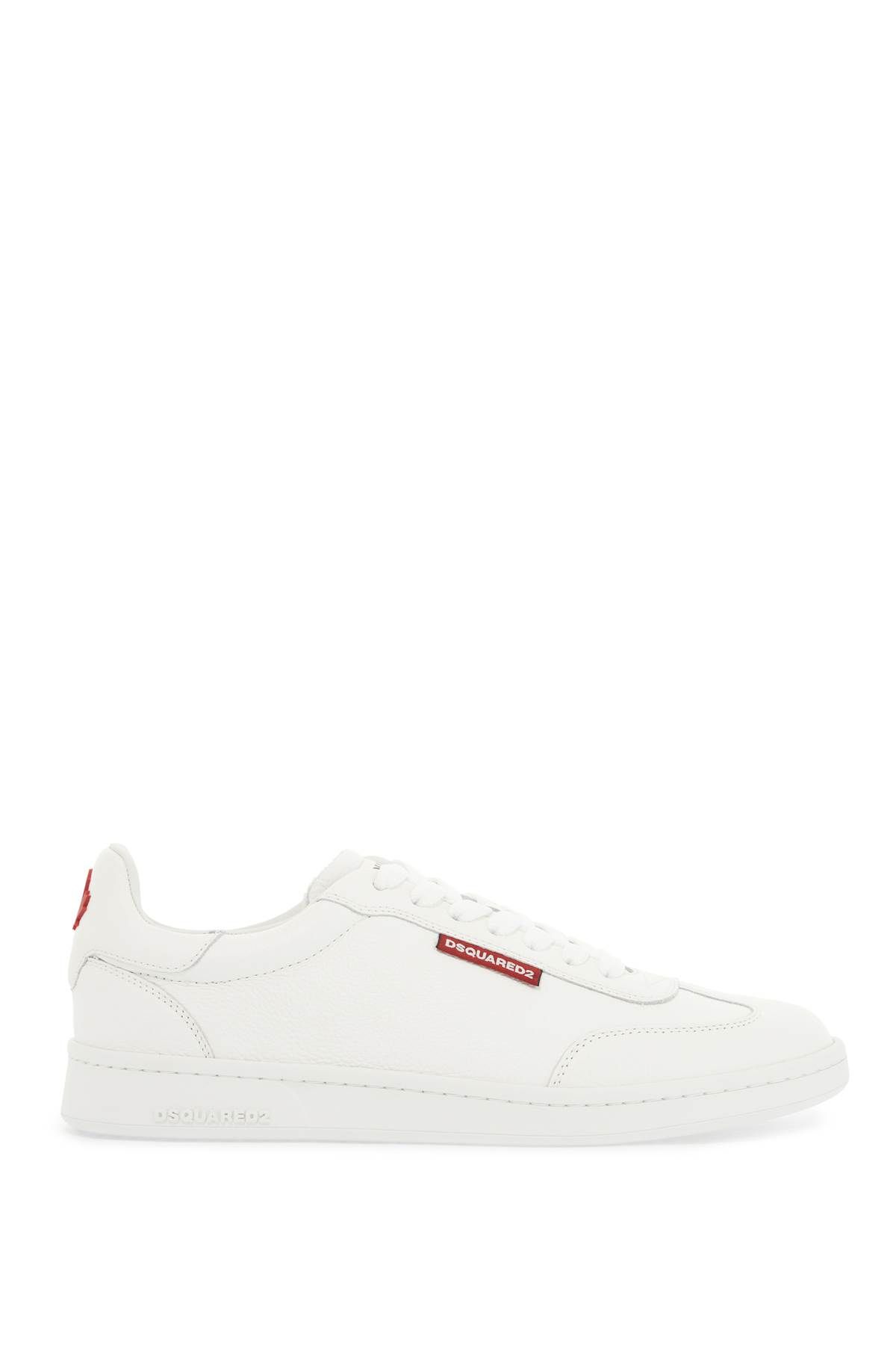 Shop Dsquared2 Leather Deer Print Boxer Sneakers Box. In White