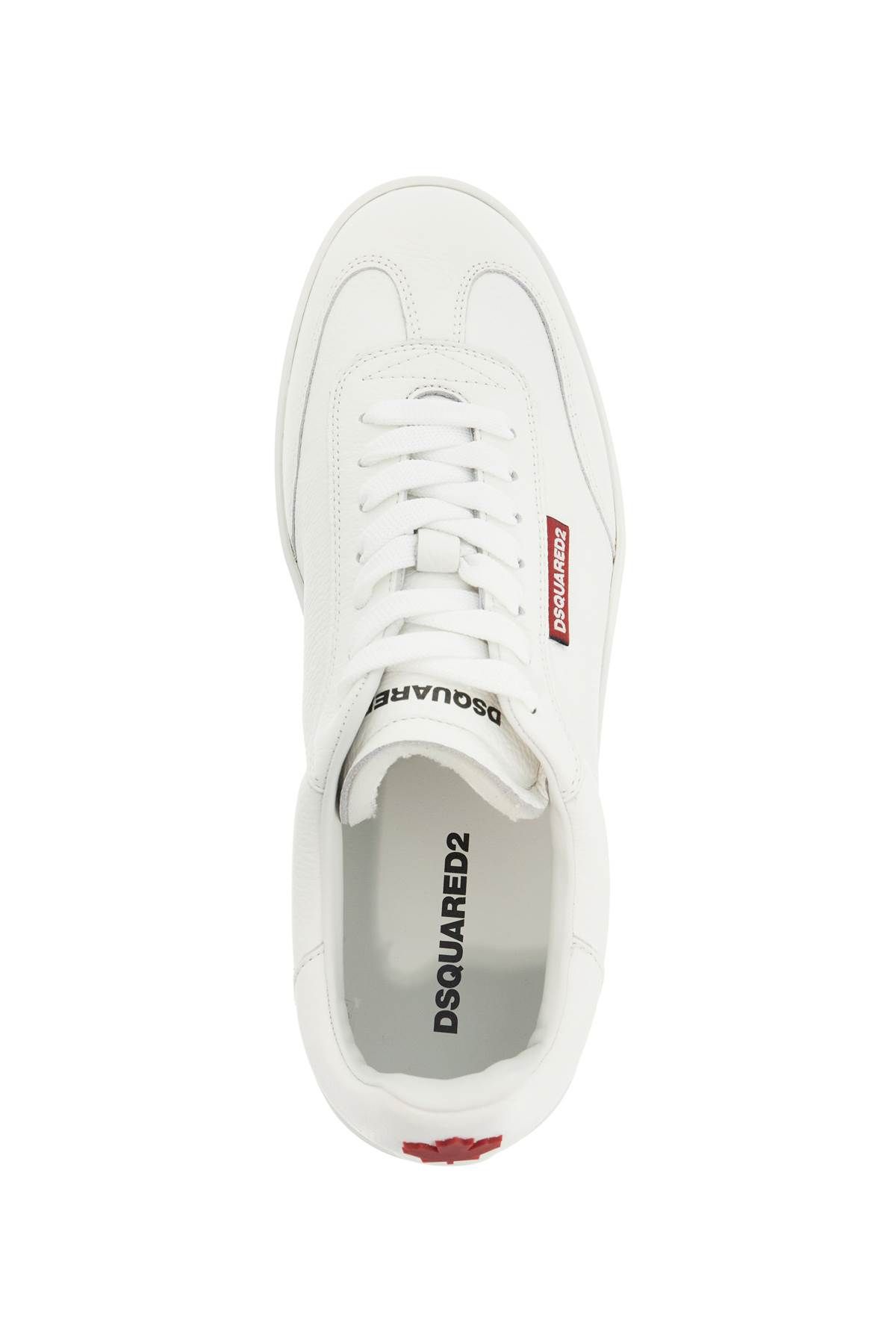 Shop Dsquared2 Leather Deer Print Boxer Sneakers Box. In White