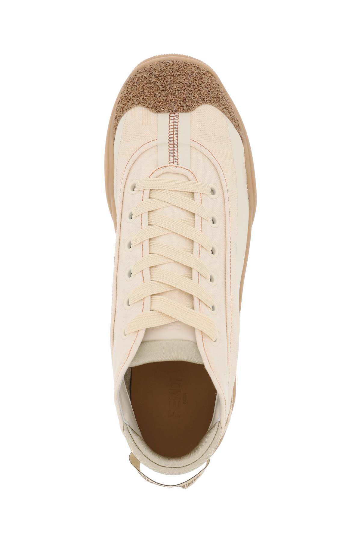 Shop Fendi Lab Mid-top Sneakers For In White,beige