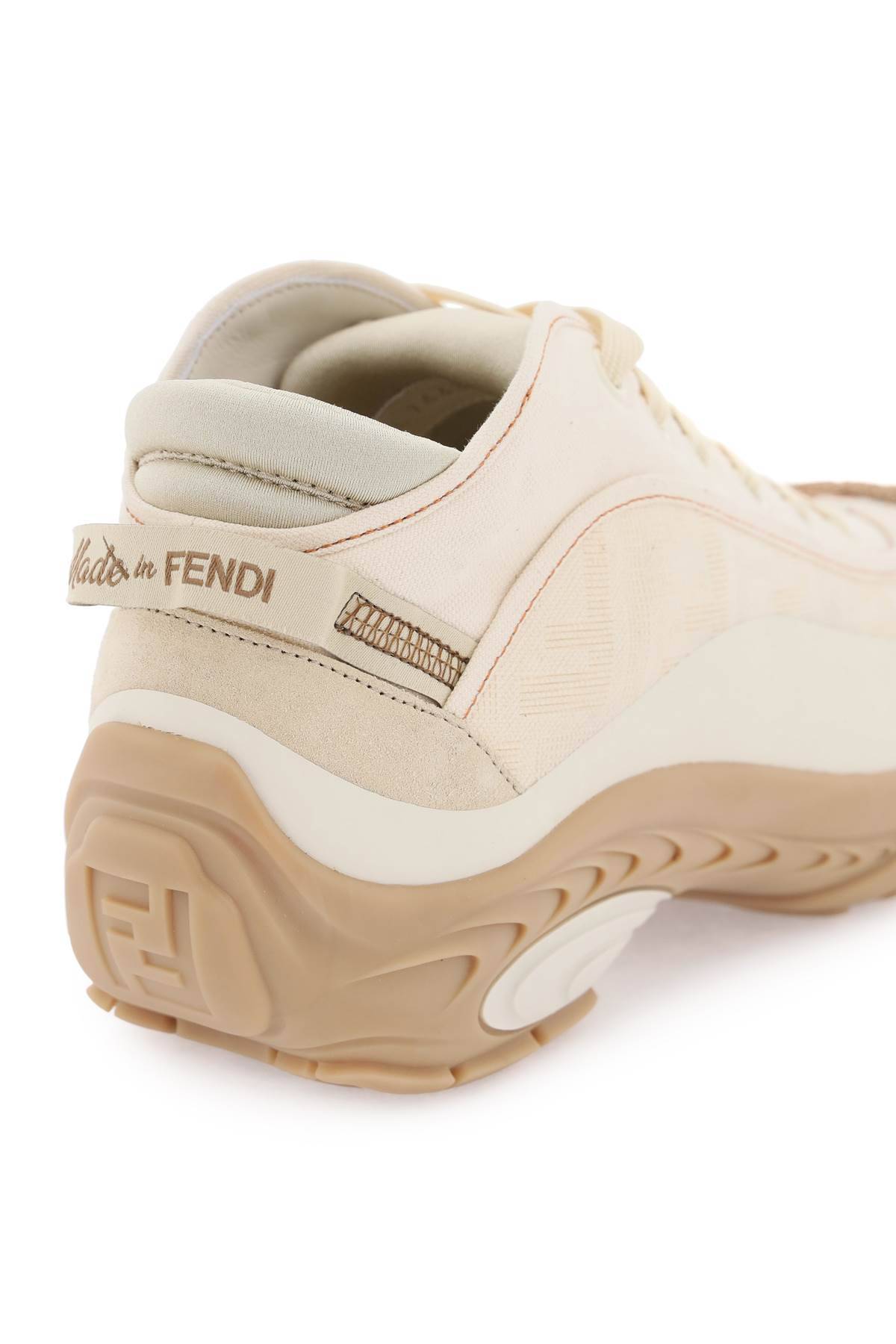Shop Fendi Lab Mid-top Sneakers For In White,beige