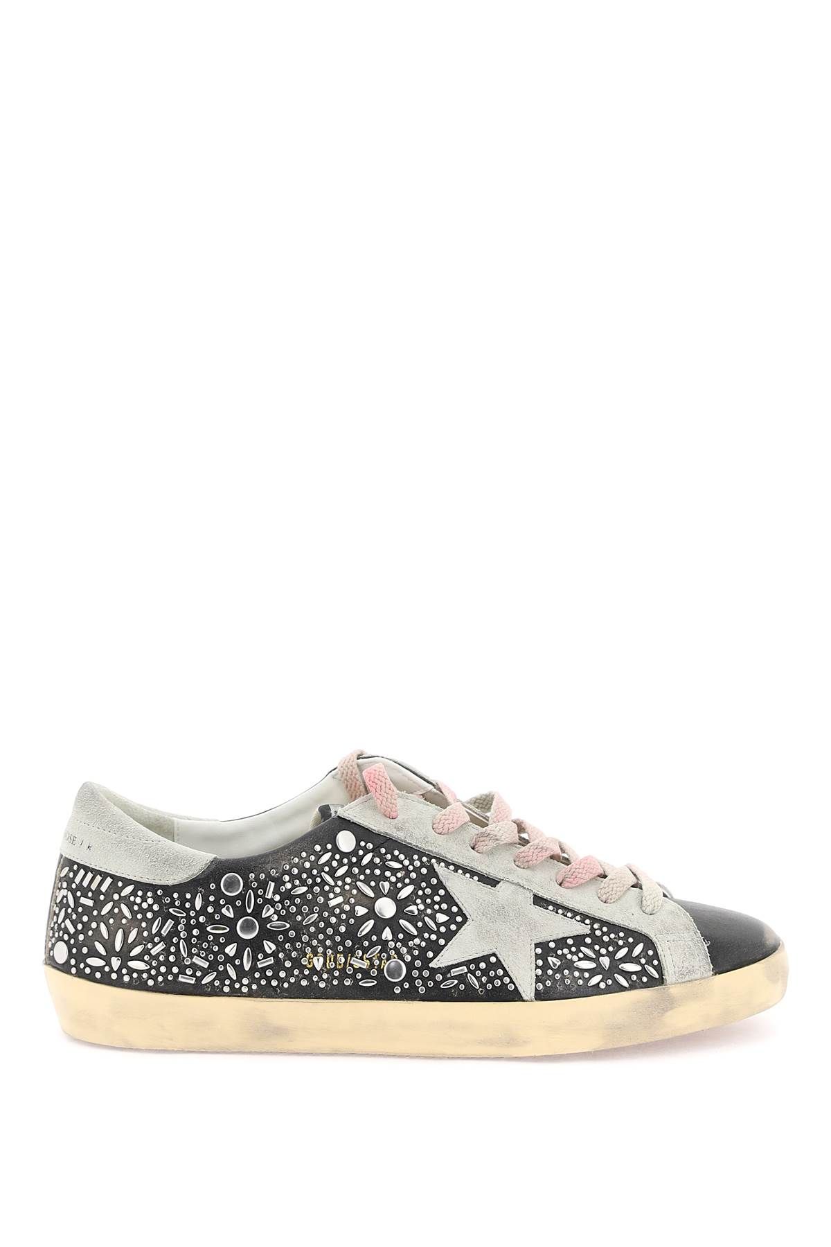 Golden Goose Super-star Studded Sneakers With In Black,grey
