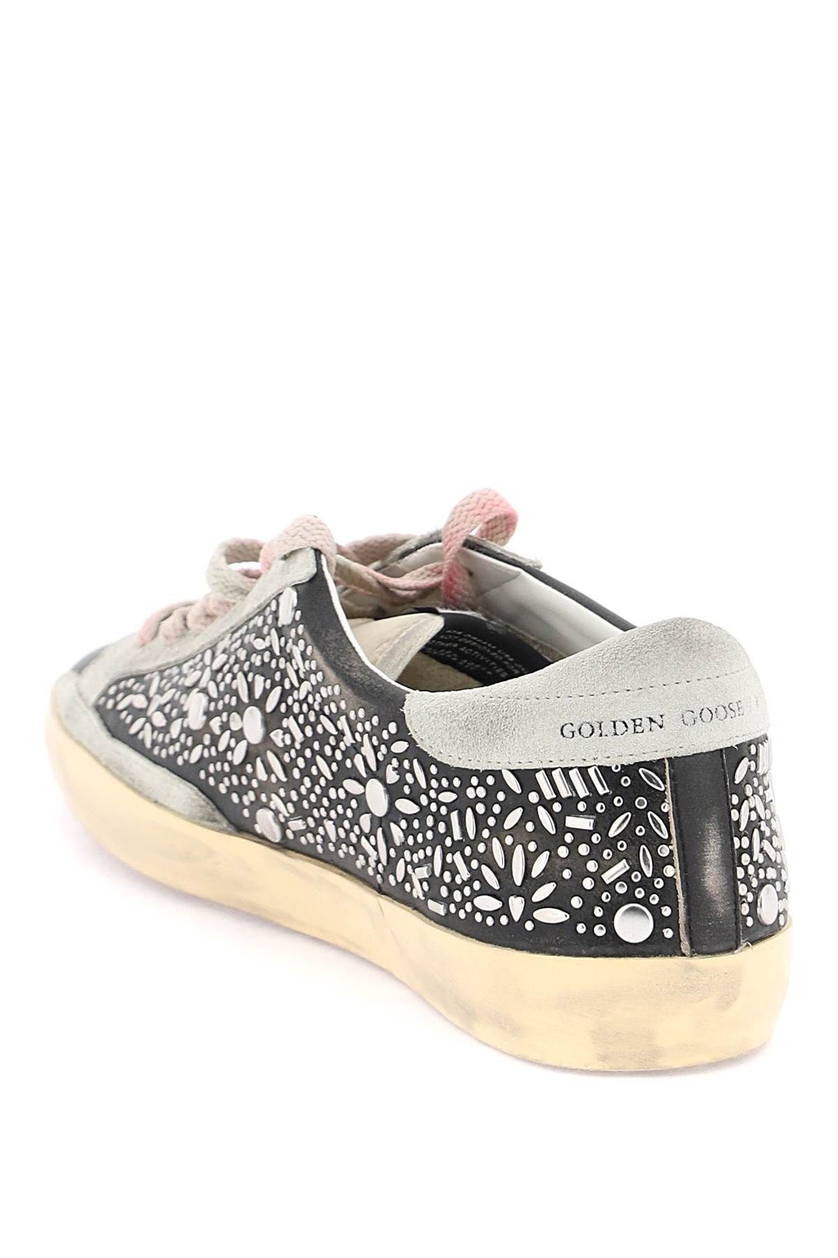 Shop Golden Goose Super-star Studded Sneakers With In Black,grey