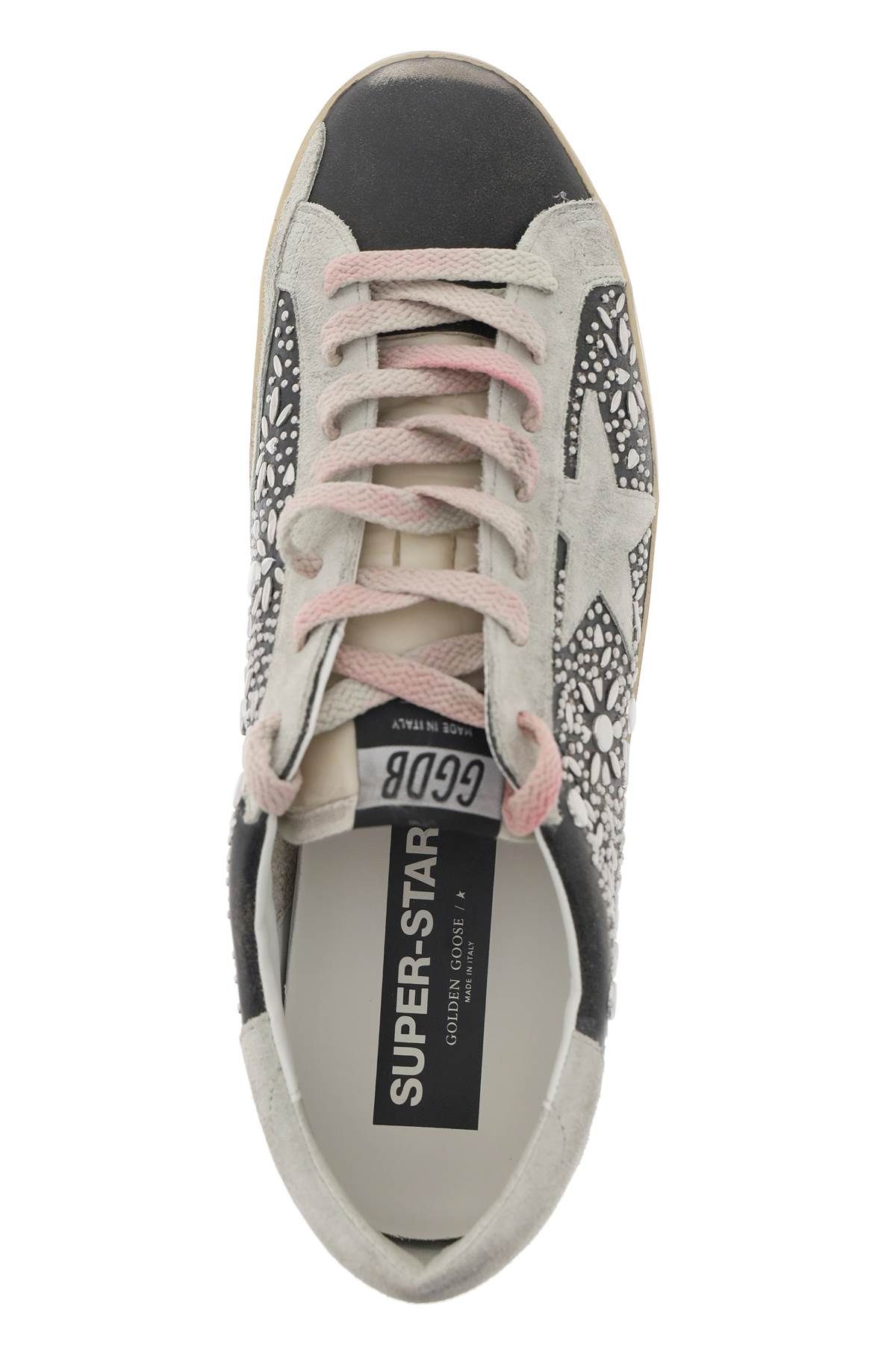 Shop Golden Goose Super-star Studded Sneakers With In Black,grey