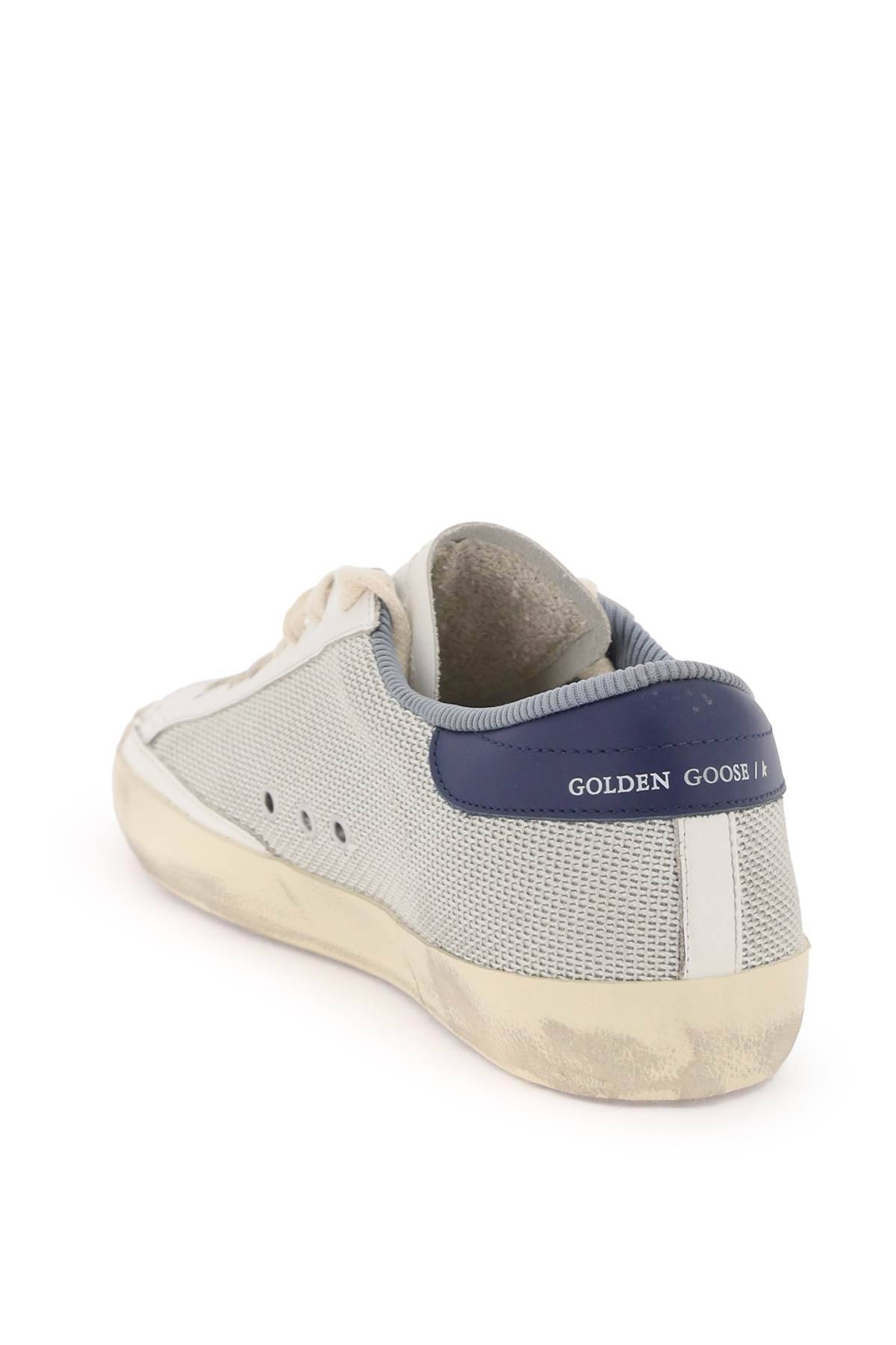 Shop Golden Goose "super-star Sneakers In Mesh And Leather In Grey,white,blue