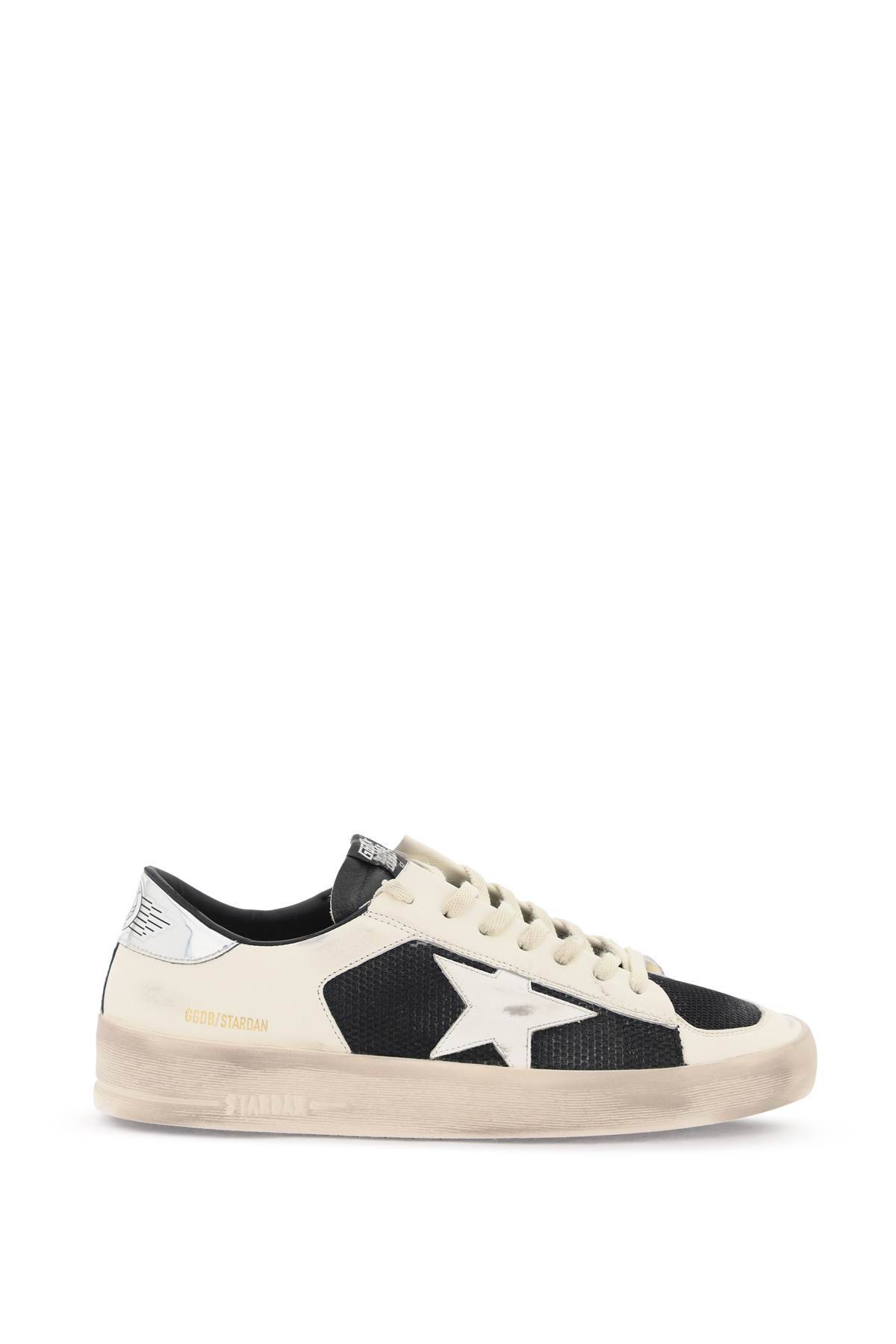 Shop Golden Goose Mesh And Leather Stardan Sneakers In Black,white