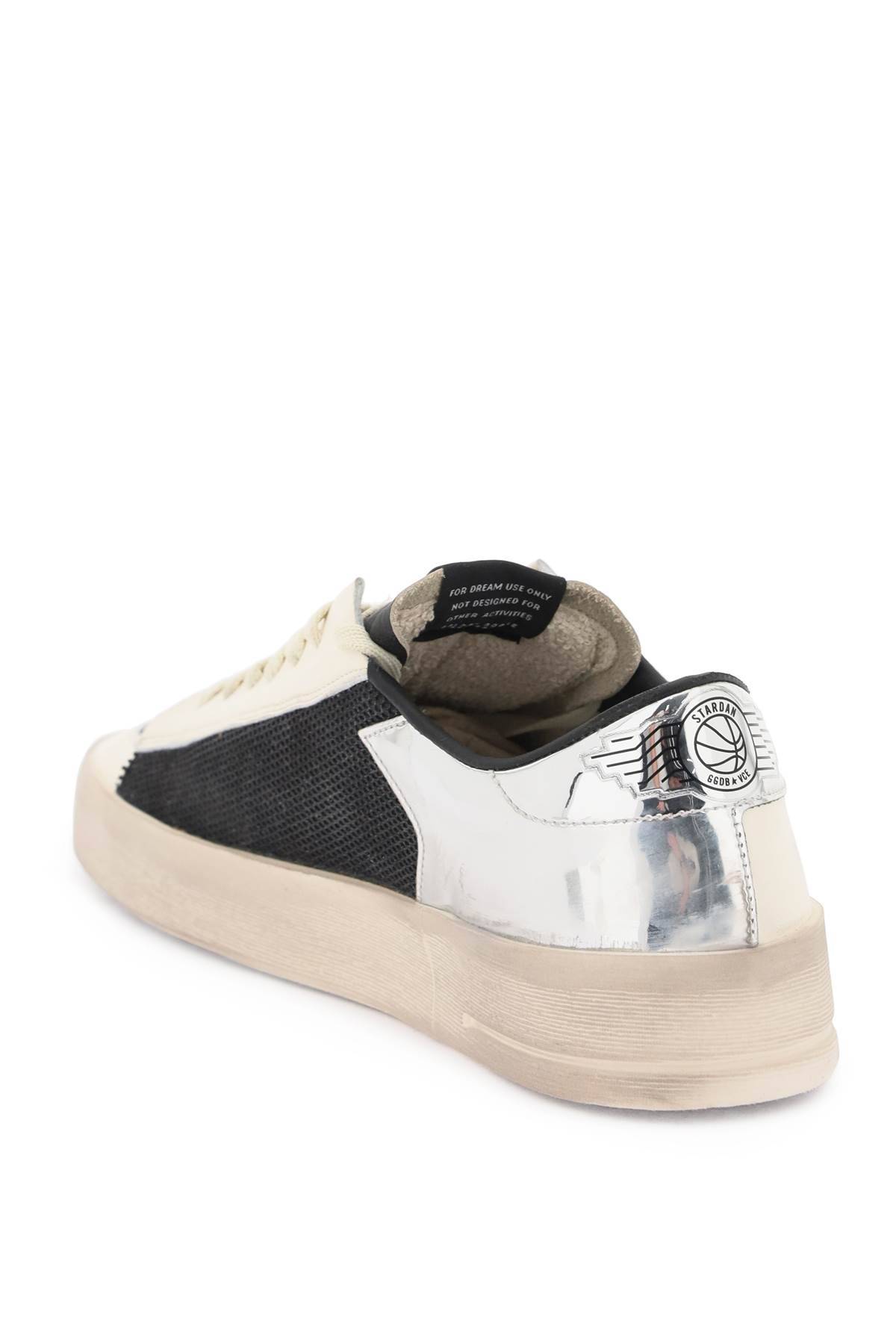 Shop Golden Goose Mesh And Leather Stardan Sneakers In Black,white