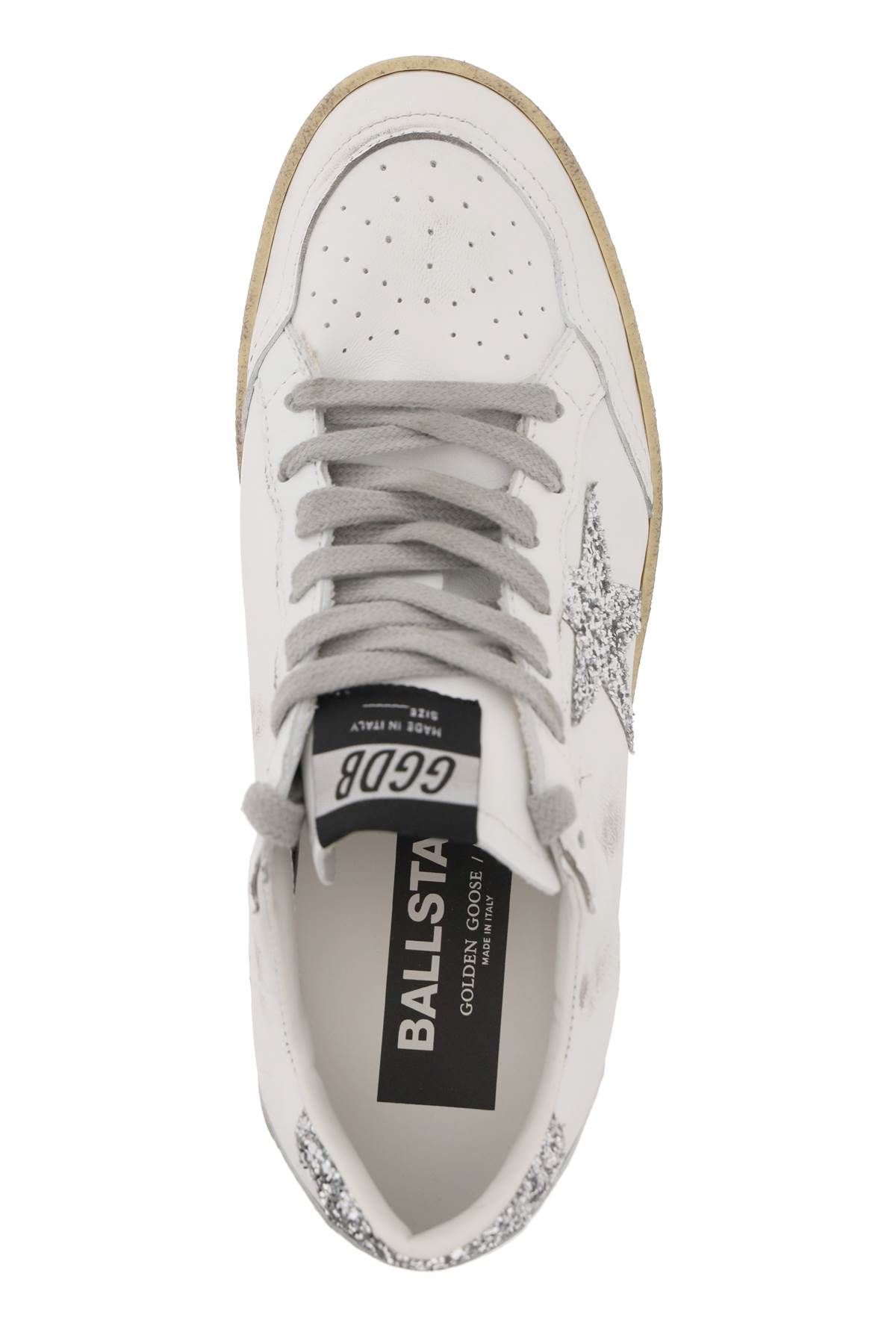 Shop Golden Goose Leather Ball Star Sneakers In Silver