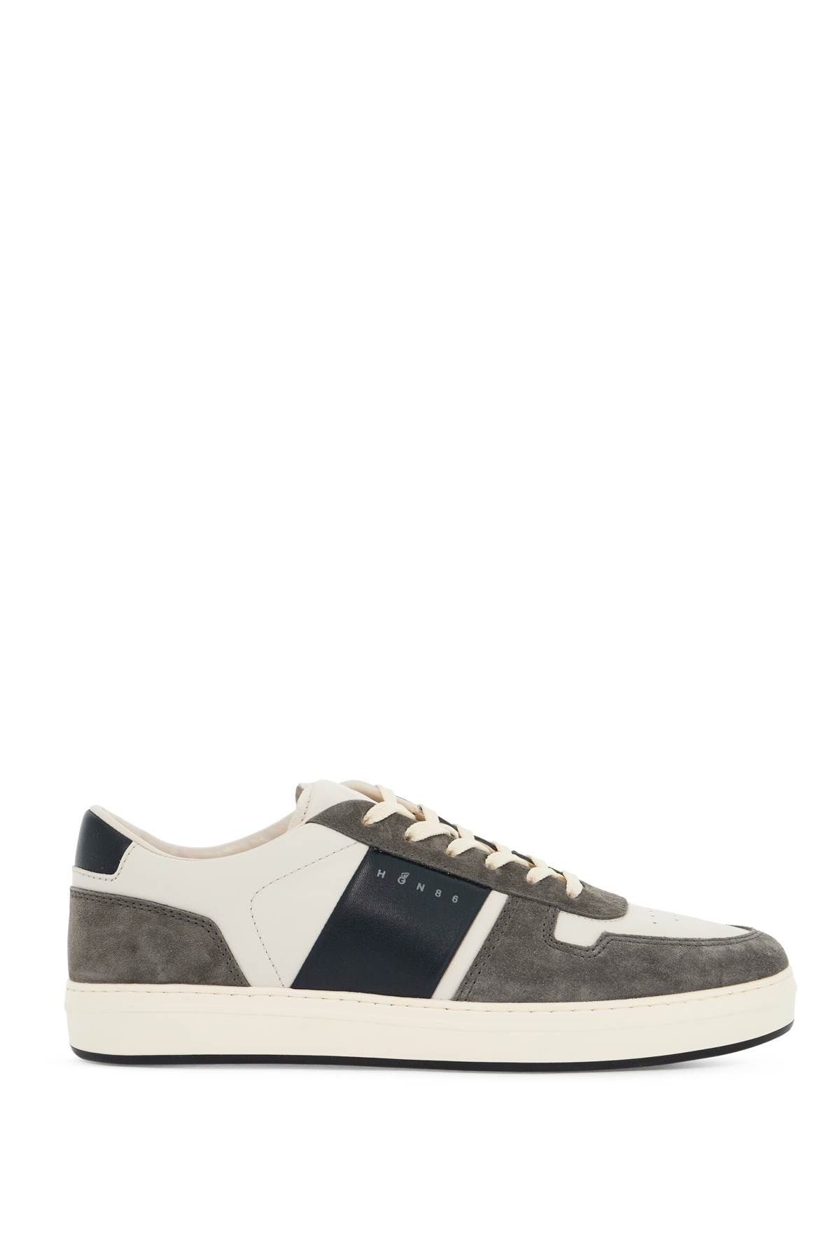 Shop Hogan Smooth And Suede Leather H-tv Sneakers. In Grey